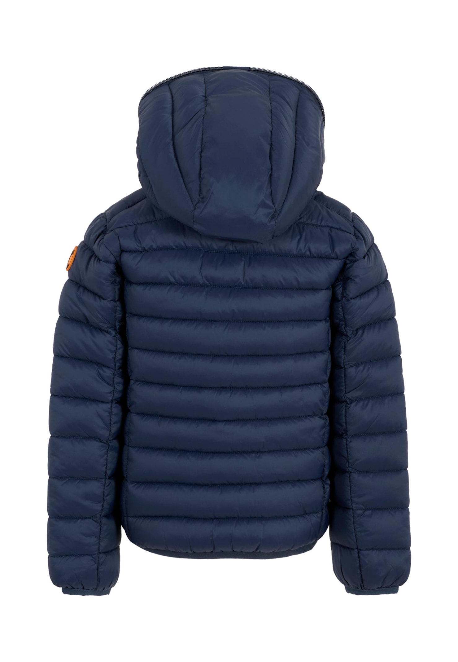 Save The Duck Blue Down Jacket For Boy With Logo In Blue