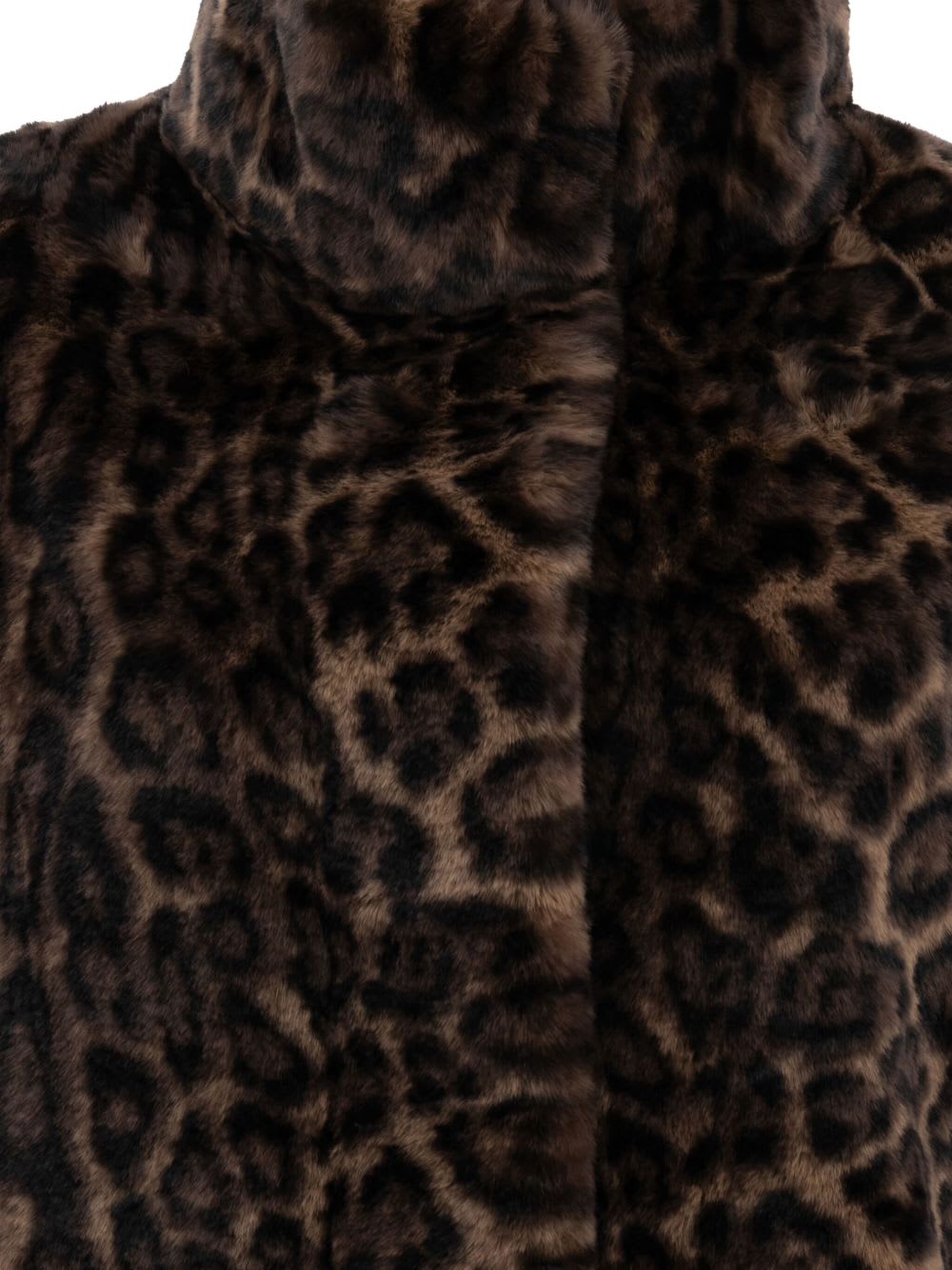 Apparis Blair Dark Leopard Mid-length Coat In Brown