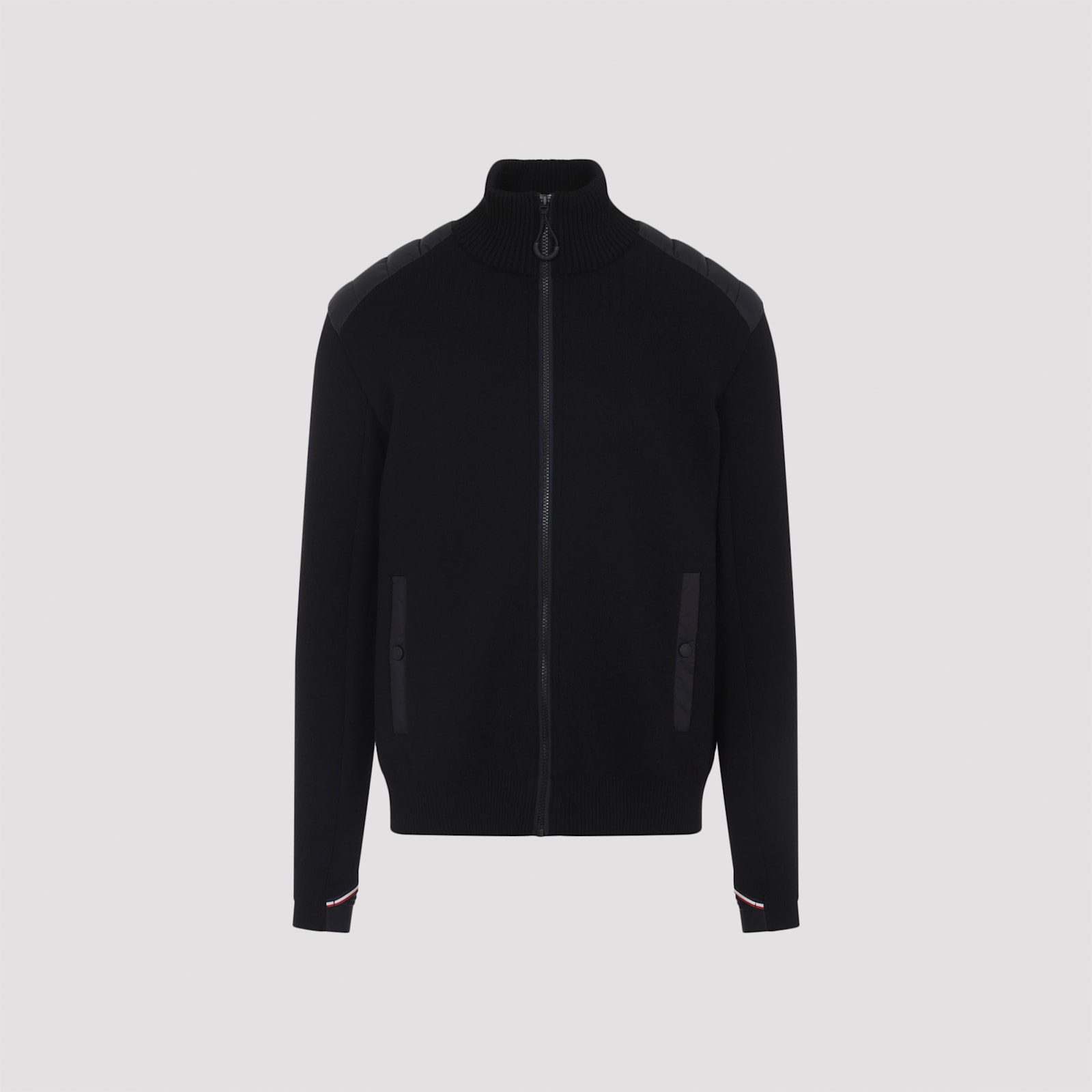 Moncler Padded Wool Zip-up Cardigan In Black