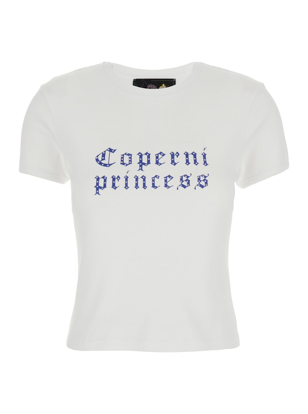 Coperni White Crewneck T-shirt With Maxi Print On The Front And Logo Print On The Rear In Cotton Woman