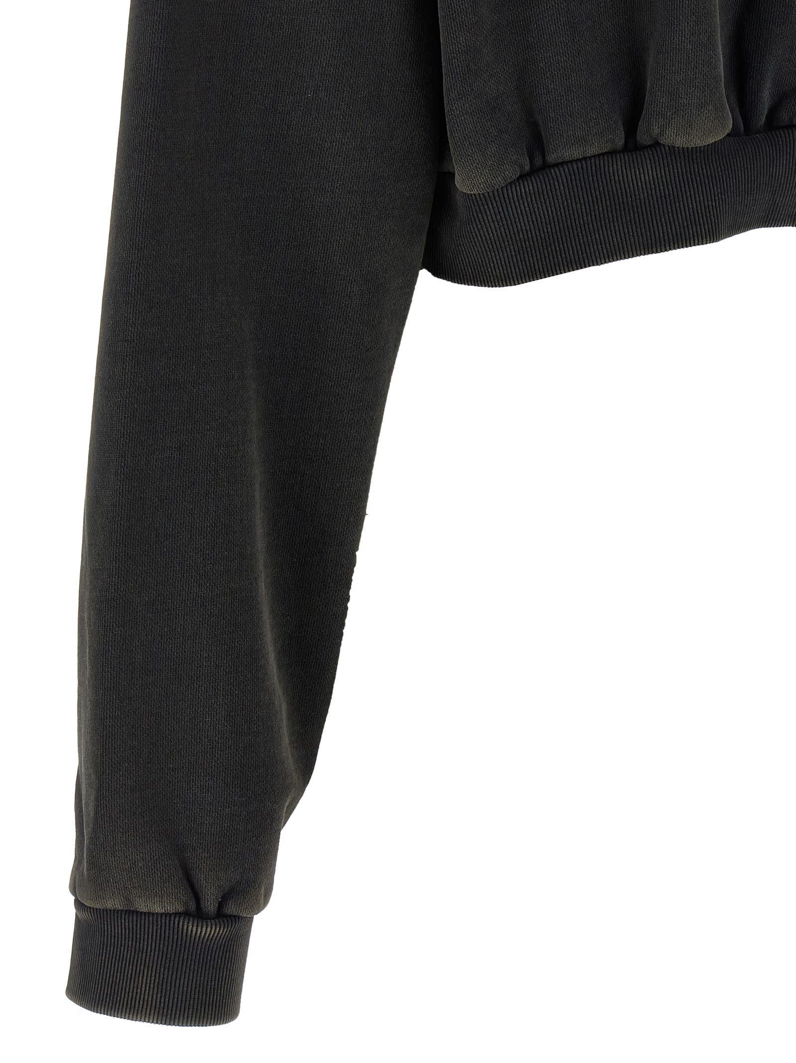 Entire Studios Cropped Heavy Hood Sweatshirt In Black