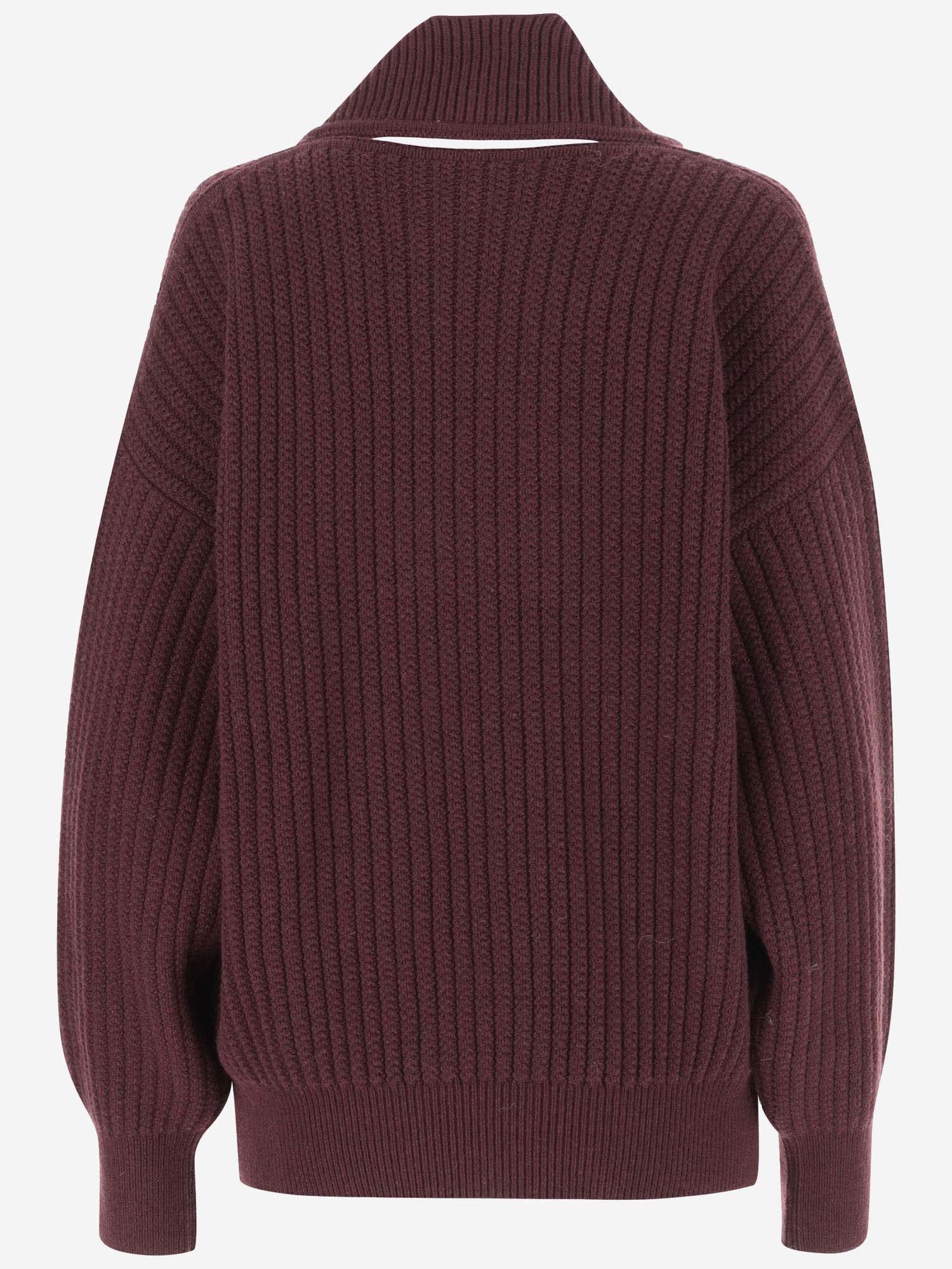 Shop Victoria Beckham Wool Sweater With Logo In Bordeaux