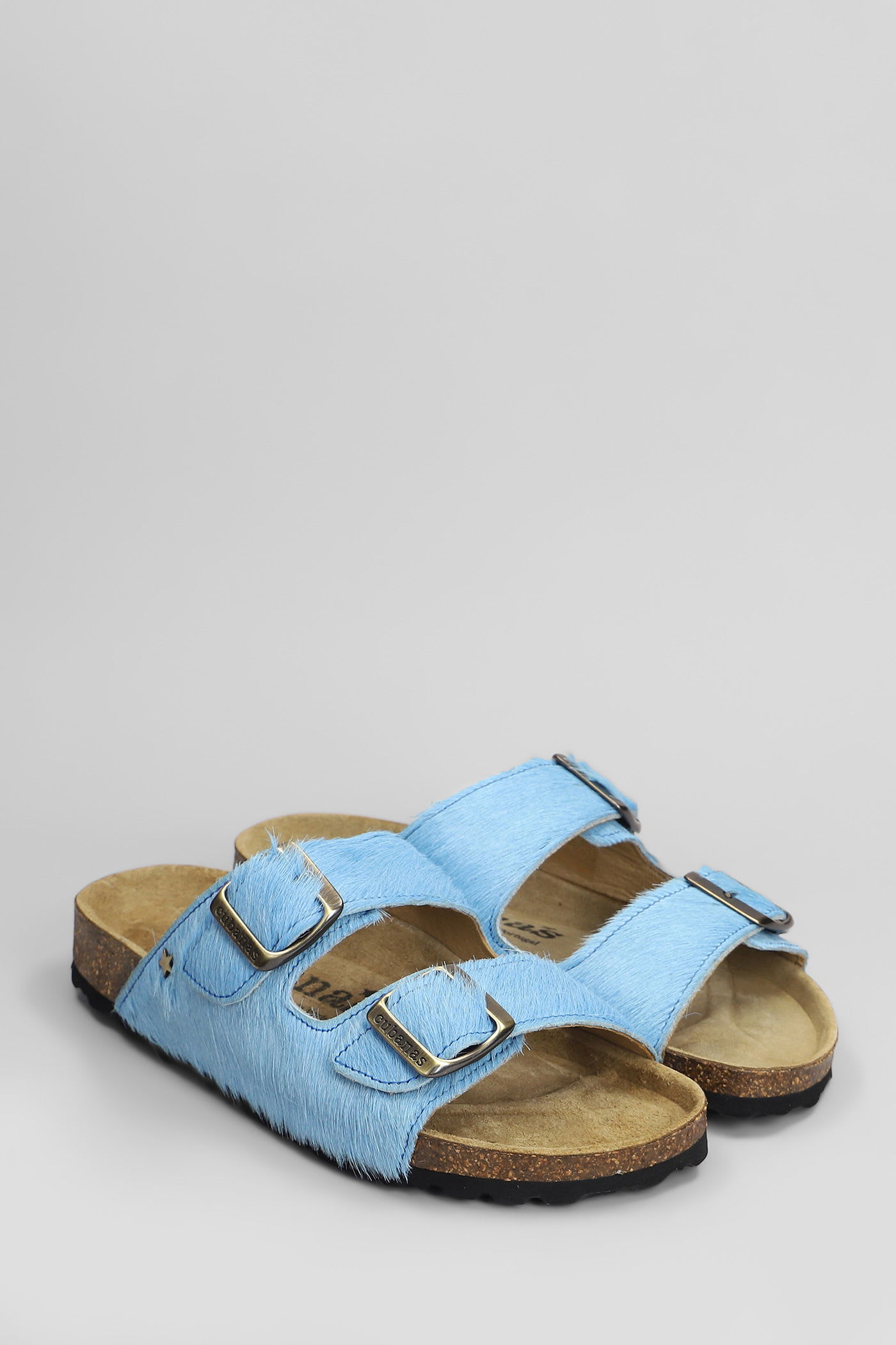 Cubanas Amalia Flats In Cyan Pony Skin In Blue