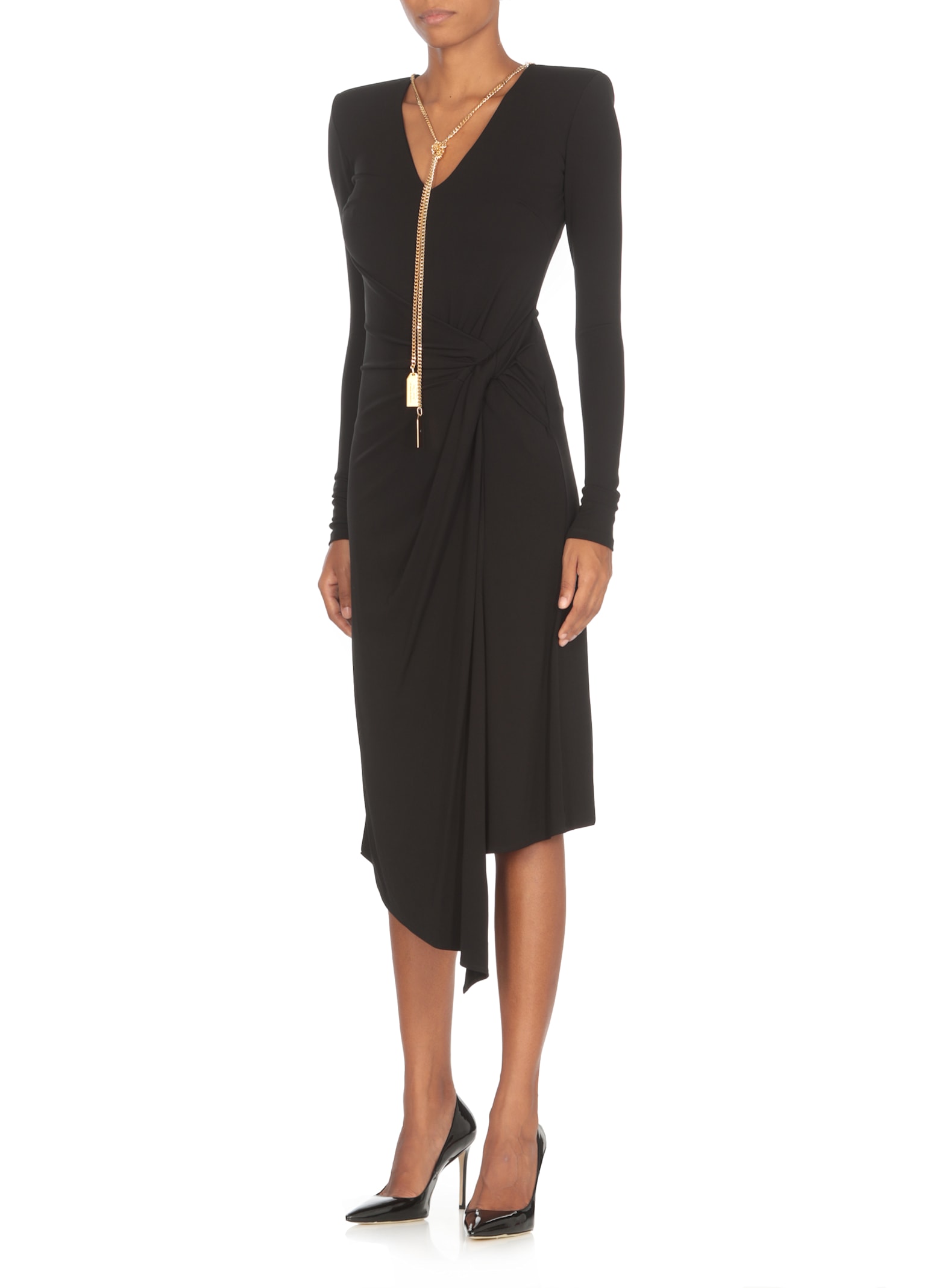 Shop Elisabetta Franchi Draped Dress In Black