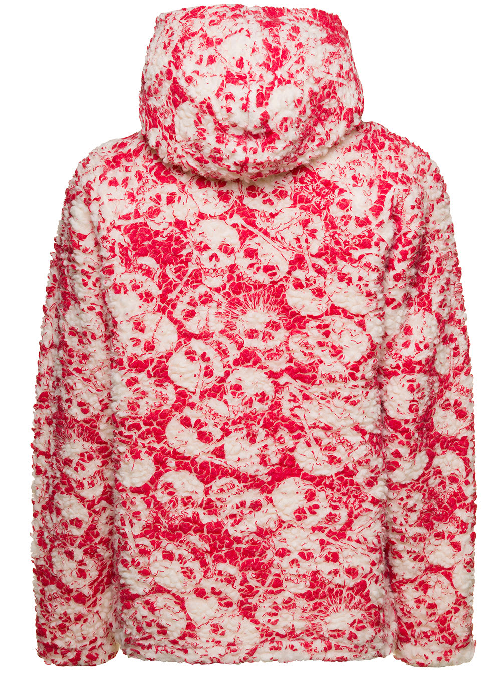 Shop Erl Red And White Sweatshirt With All-over Skull In Fleece