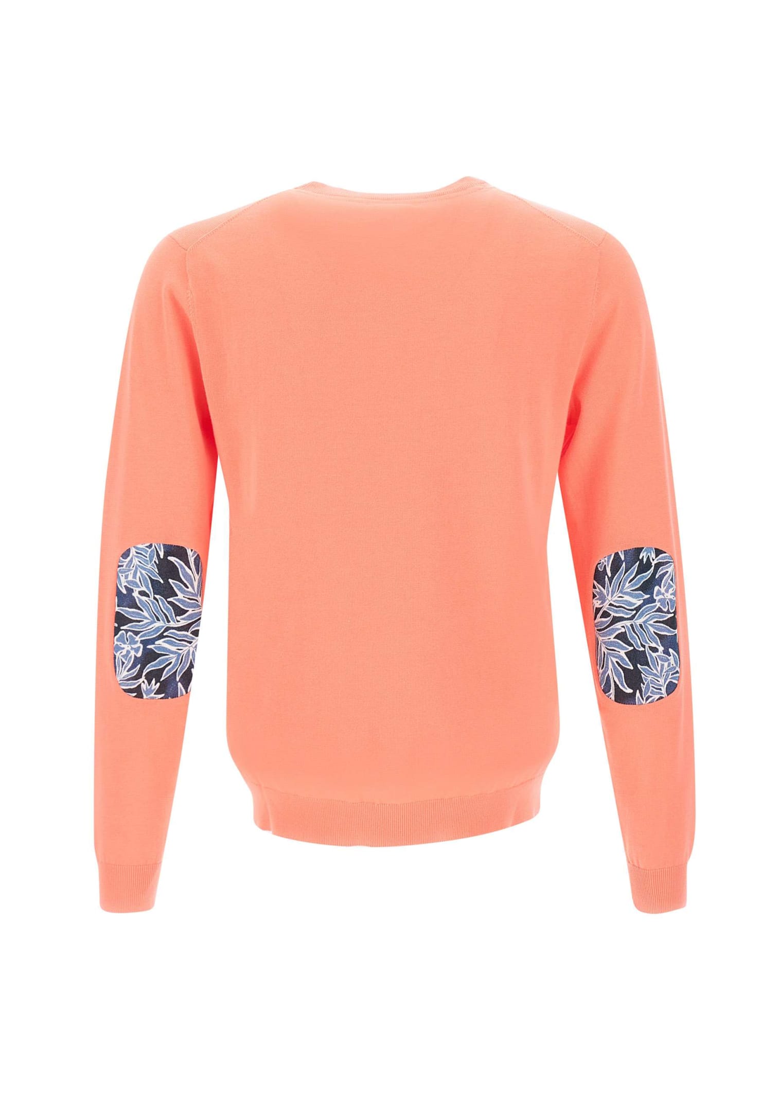 Shop Sun 68 Round Elabow Fancy Cotton Sweater In Orange