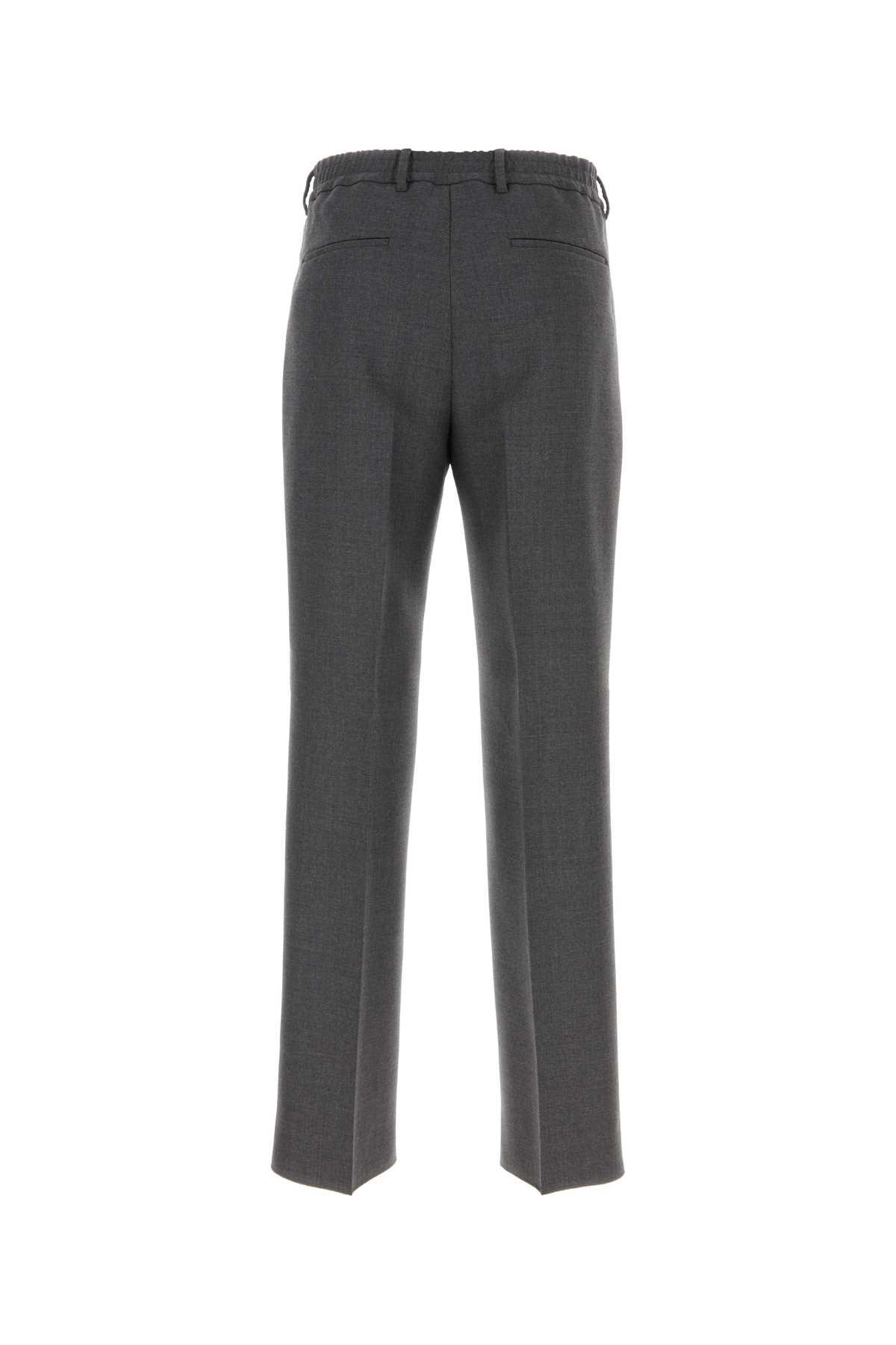 Shop Fendi Grey Wool Pant In Peltro