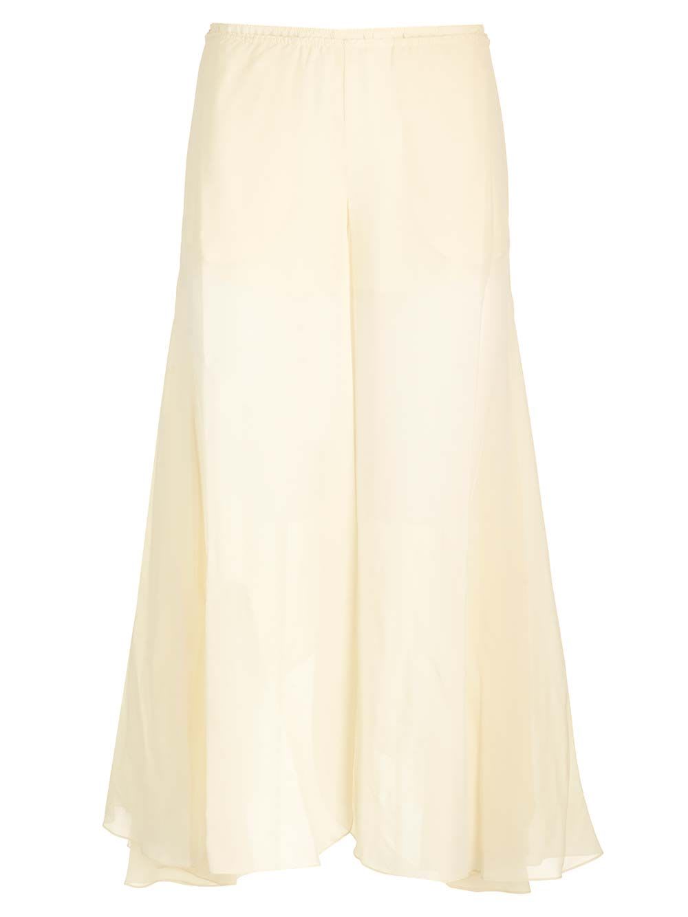 Shop Chloé Flowing Silk Georgette Trousers In White