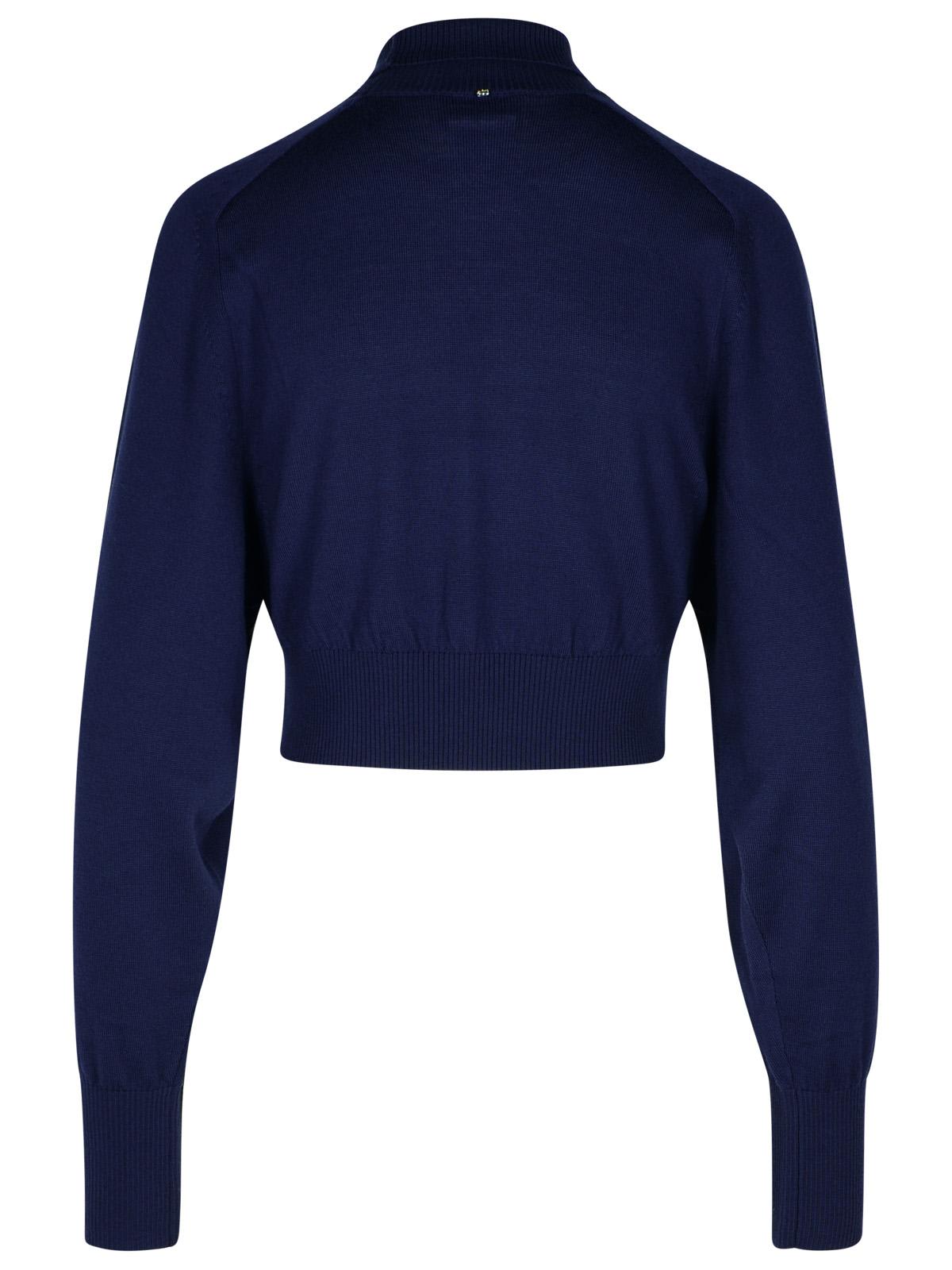 Shop Sportmax Ululato Blue Virgin Wool Turtleneck Sweater