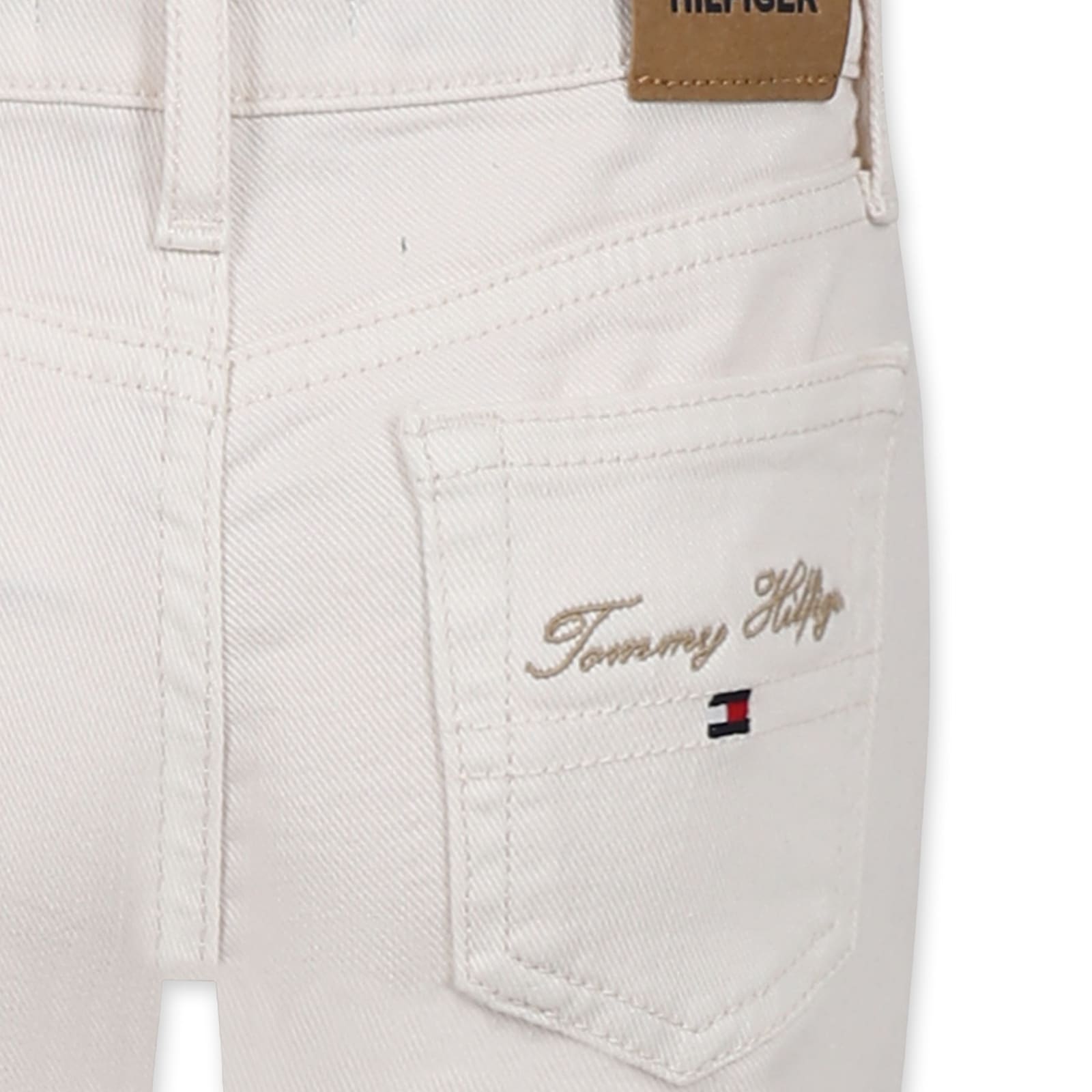 Tommy Hilfiger Ivory Jeans For Girl With Logo In Ivory