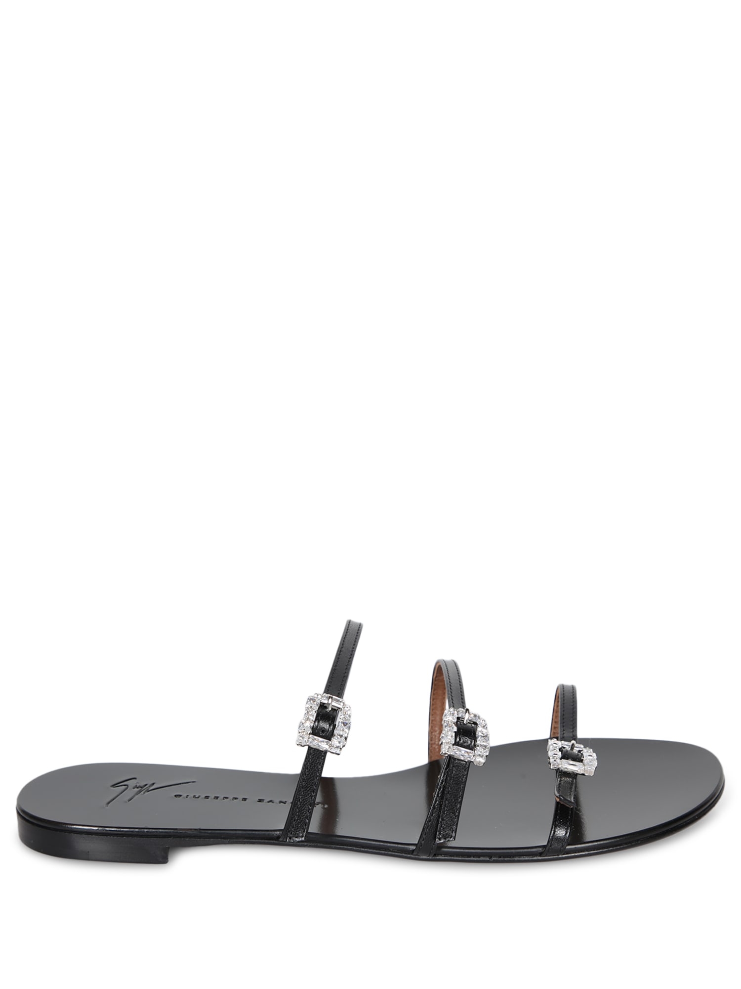 Black Jewel Flat Sandals