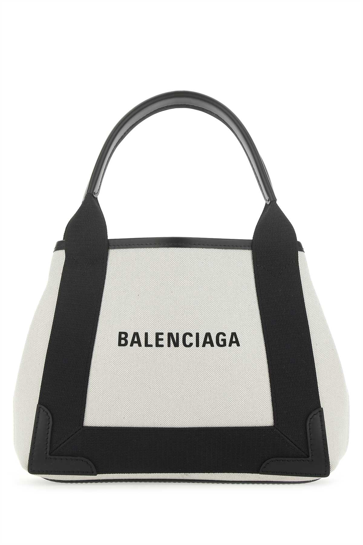 Shop Balenciaga Two-tone Canvas Small Cobas Navy Handbag In 9260