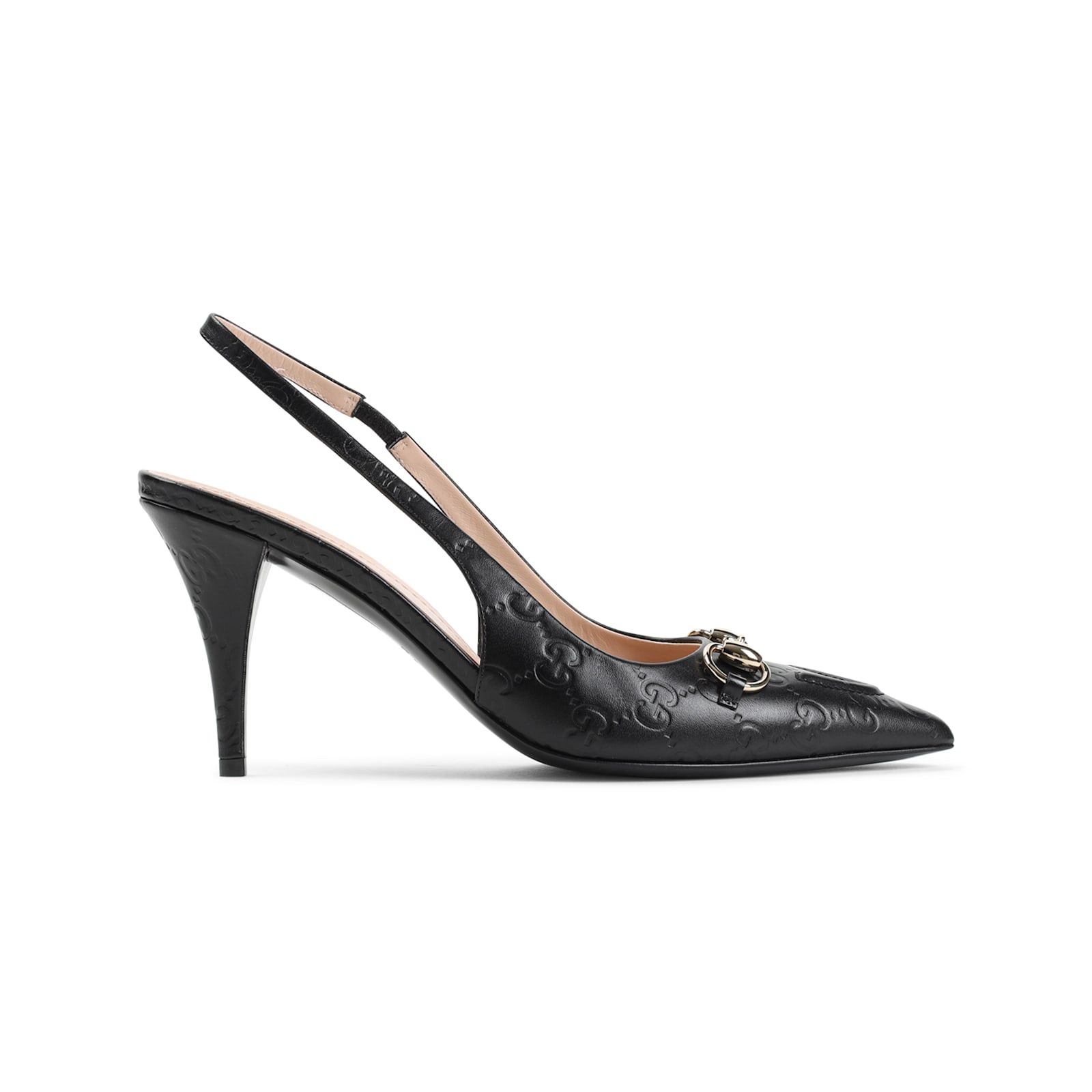 Gucci Leather Slingback Slippers With Pointed Toe In Nero