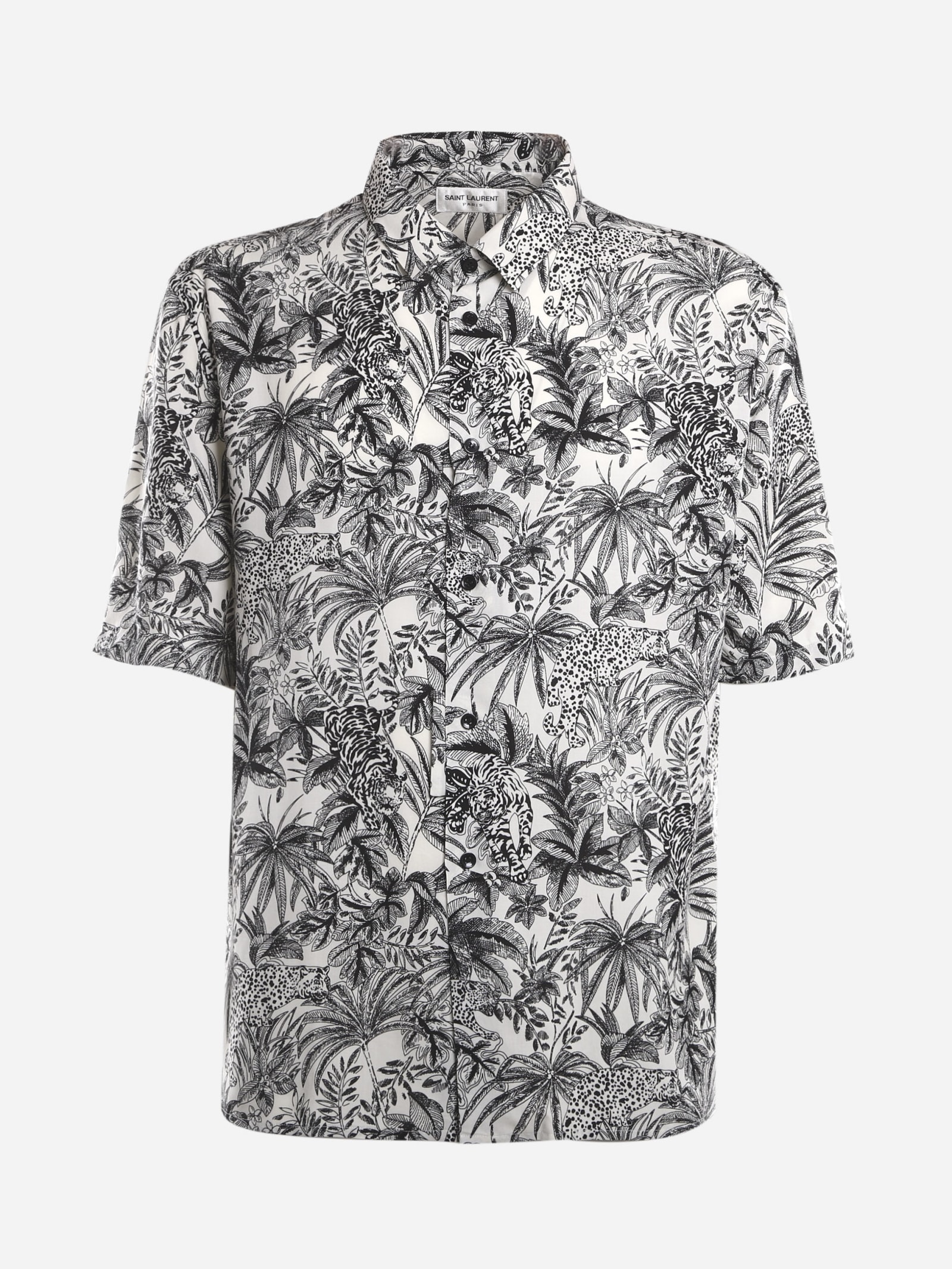 Saint Laurent Shirt With All-over Jungle Cat Motif