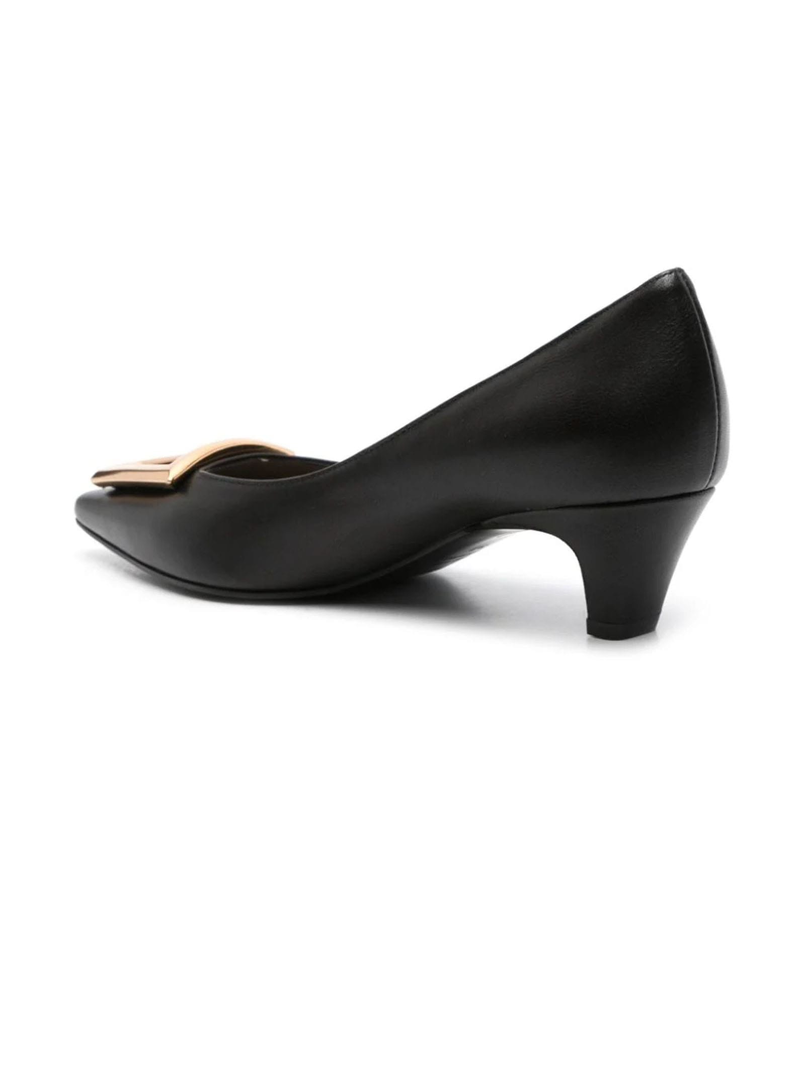 Shop Roberto Festa Black Calf Leather Moon Pumps