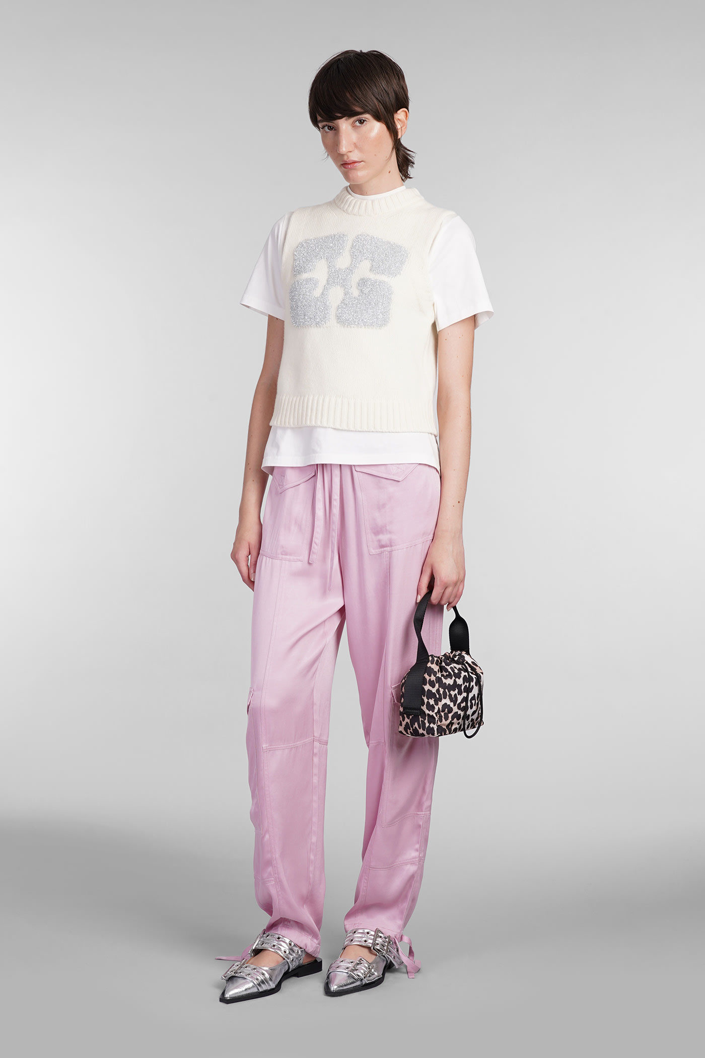 Shop Ganni Pants In Rose-pink Viscose