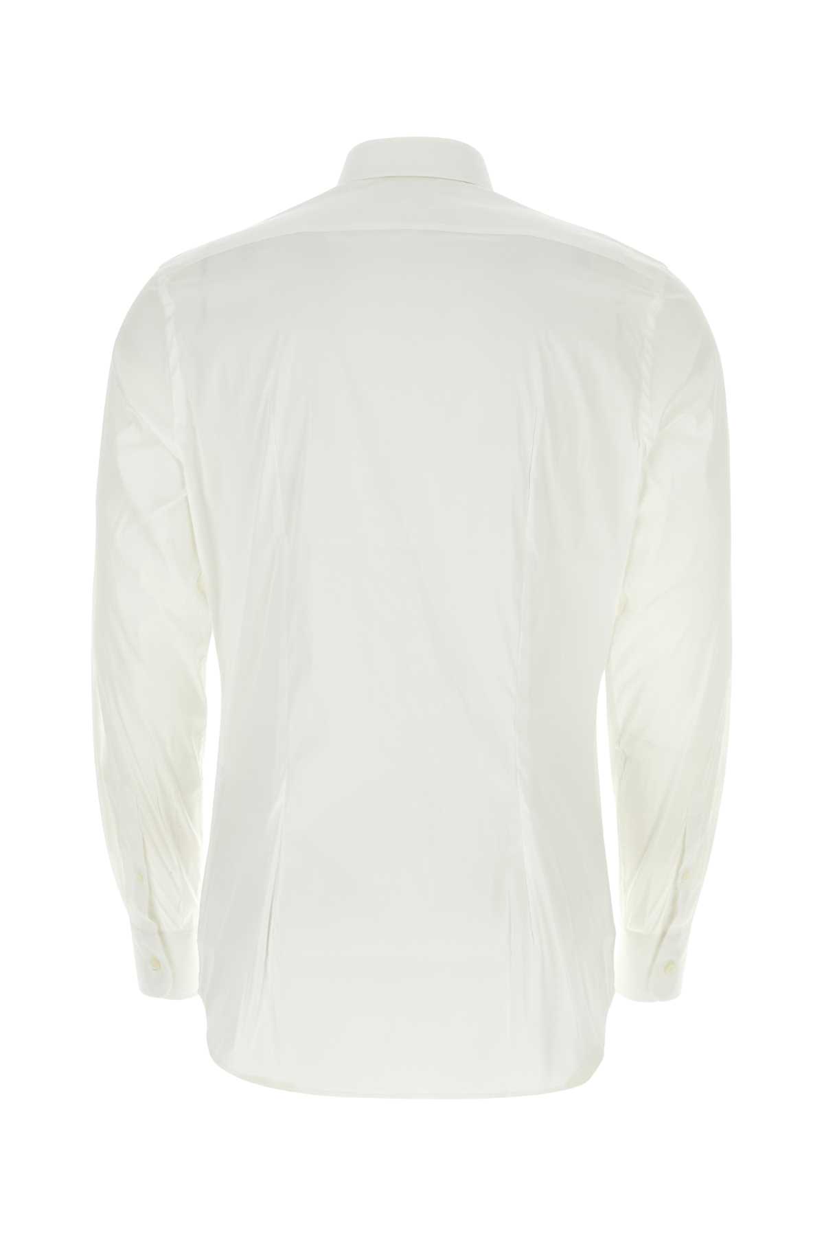 Shop Prada White Stretch Poplin Shirt In Bianco