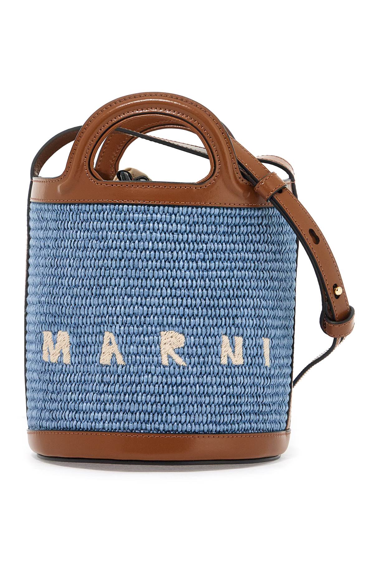 Shop Marni Raffia Tropicalia Bucket Bag In Opal Moca (light Blue)