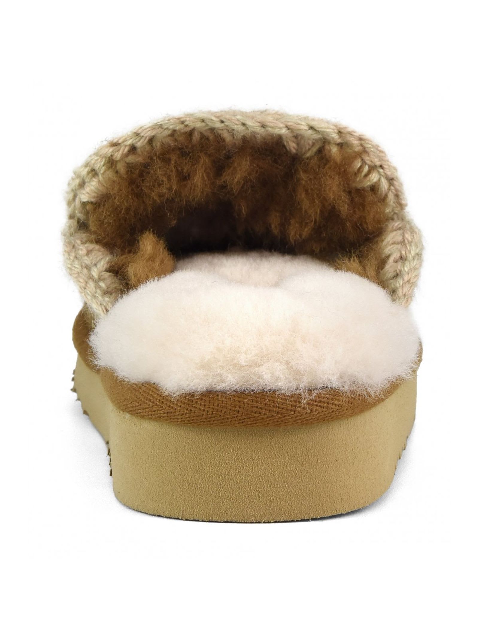 Mou Cognac Clog Eskimo Platform Mules In Cognac