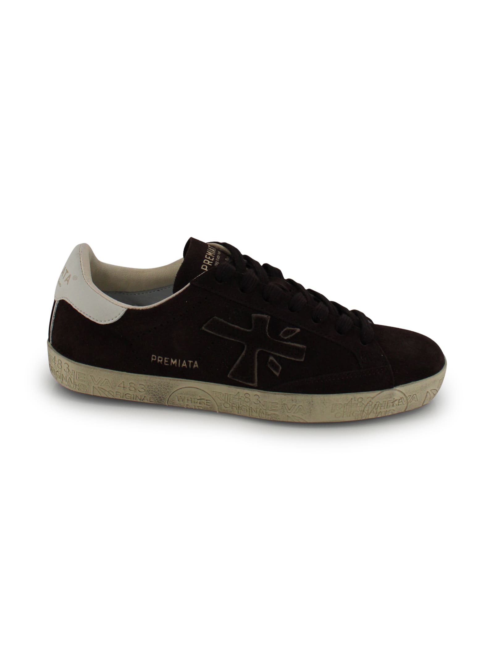 Premiata Brown Suede Sneakers In Black