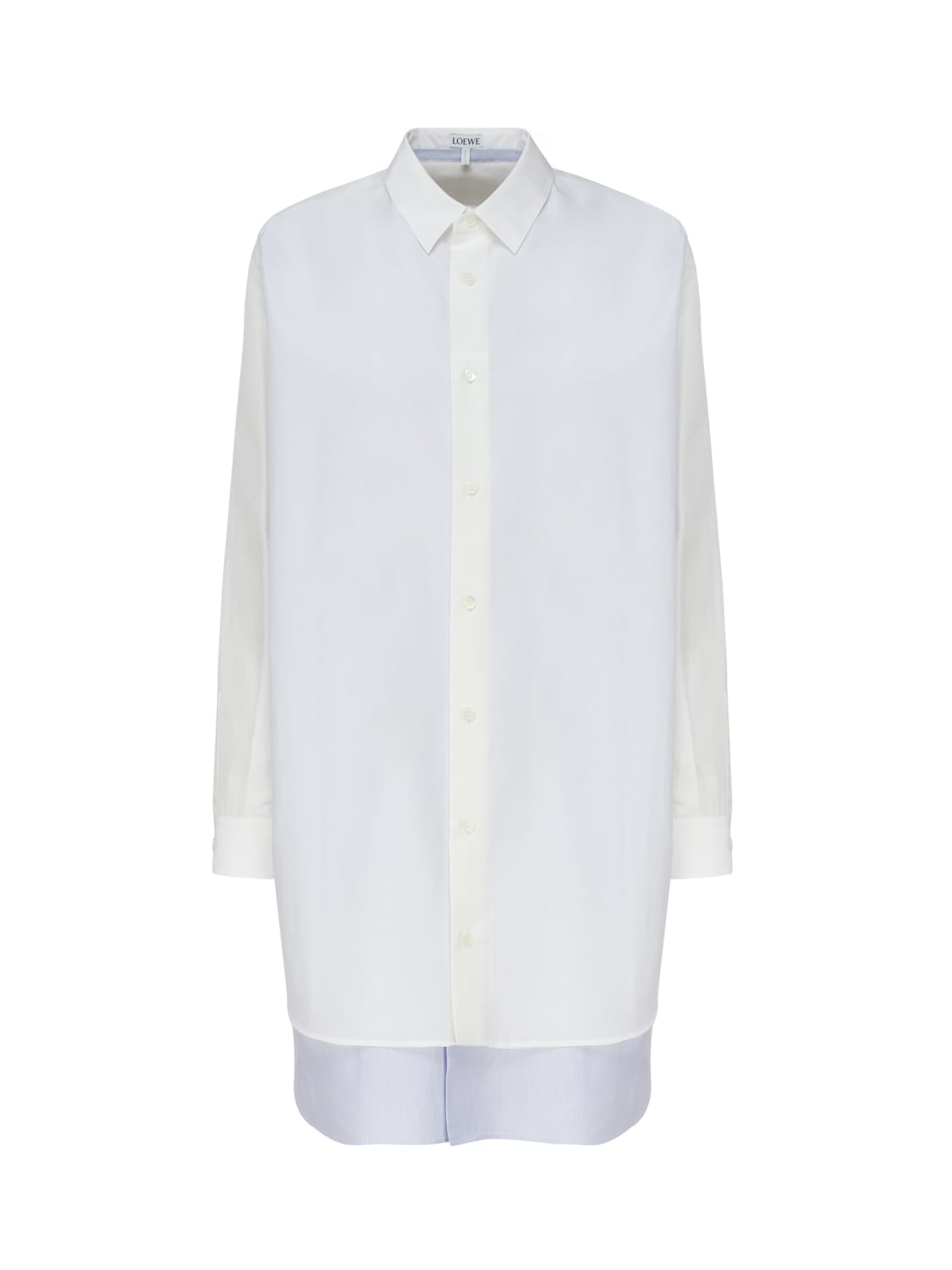 Shop Loewe Shirt Dress In Cotton In White/blue