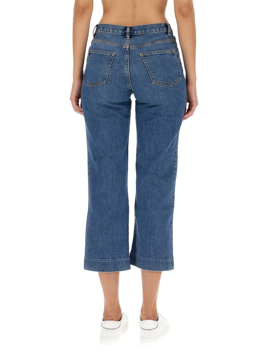 Apc Wide-leg Jeans With Belt Loops And Five-pocket Design In Azure