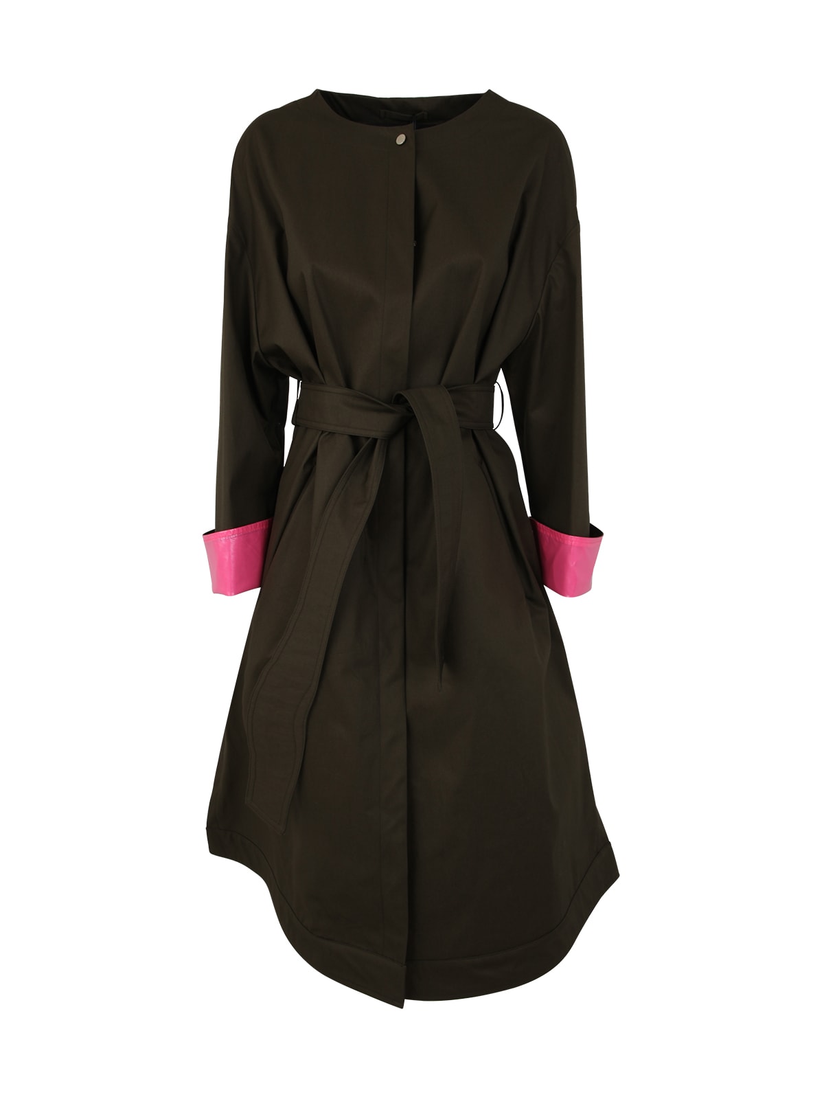 Herno Single Breasted Long Coat In Military