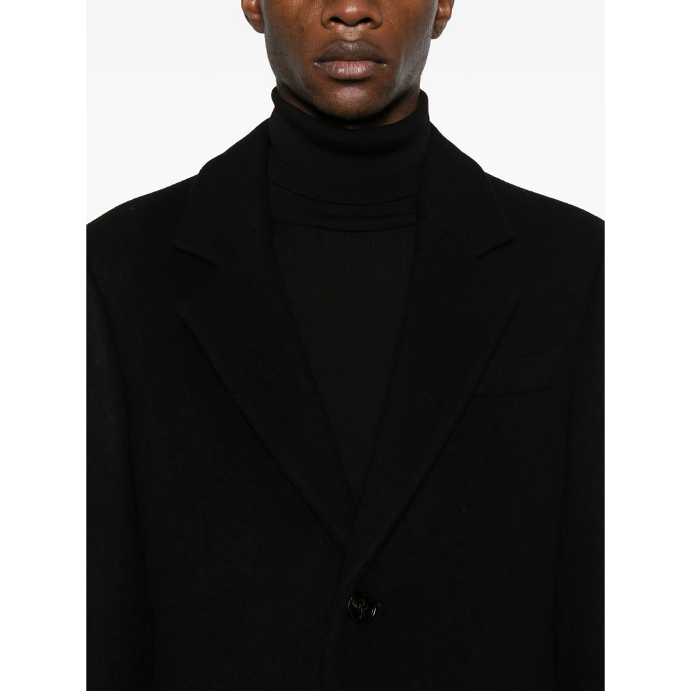 Burberry Single-breasted Wool Coat In Black