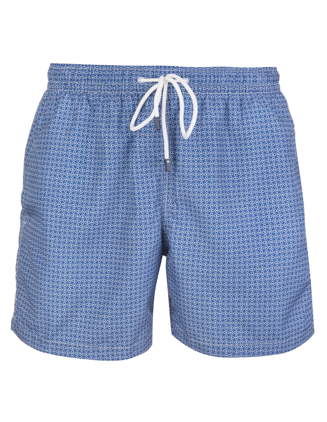 Fedeli Blue Swimming Trunks With White Micro Pattern