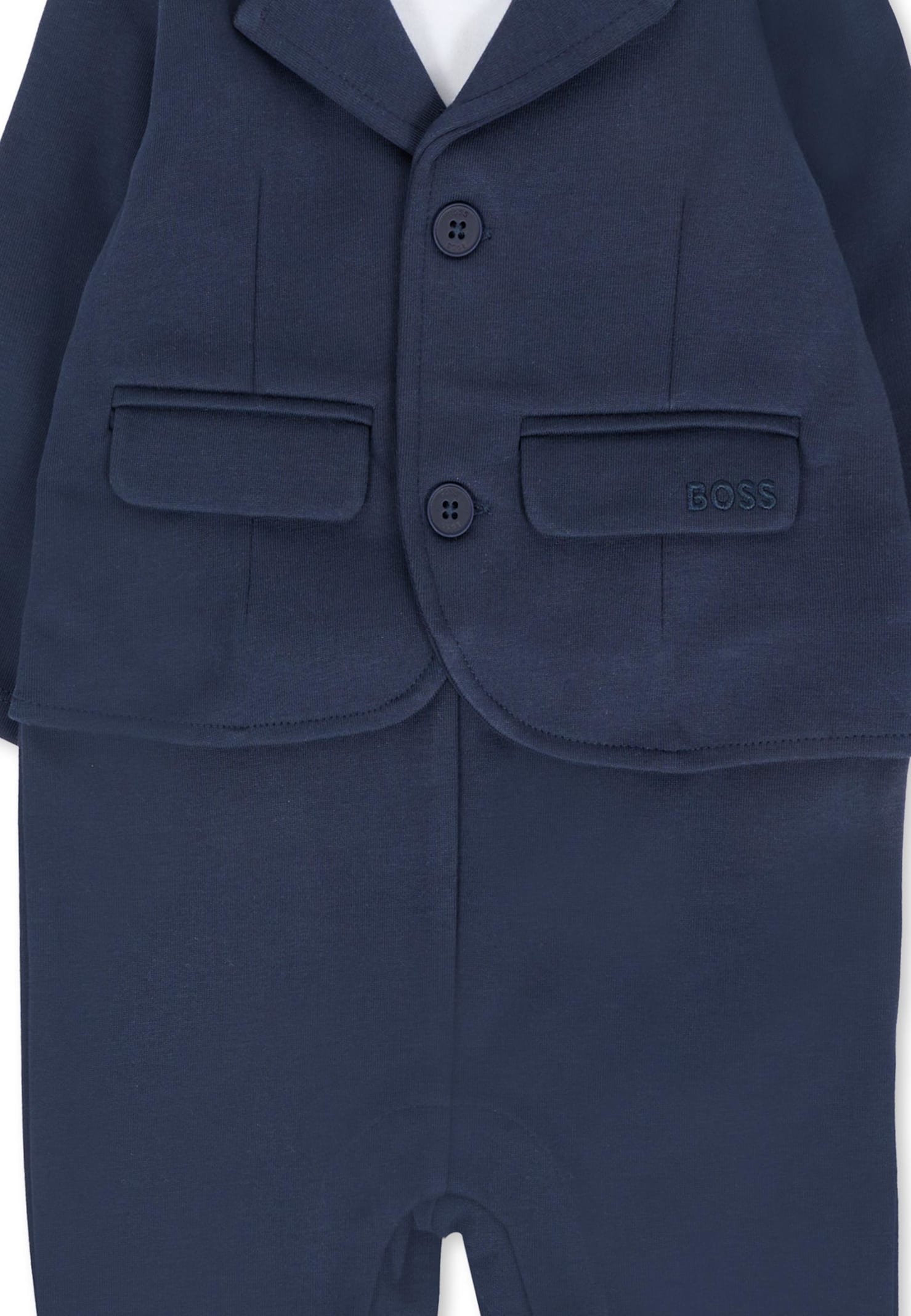 Hugo Boss Blue Babygrow For Baby Boy With Logo In Blue