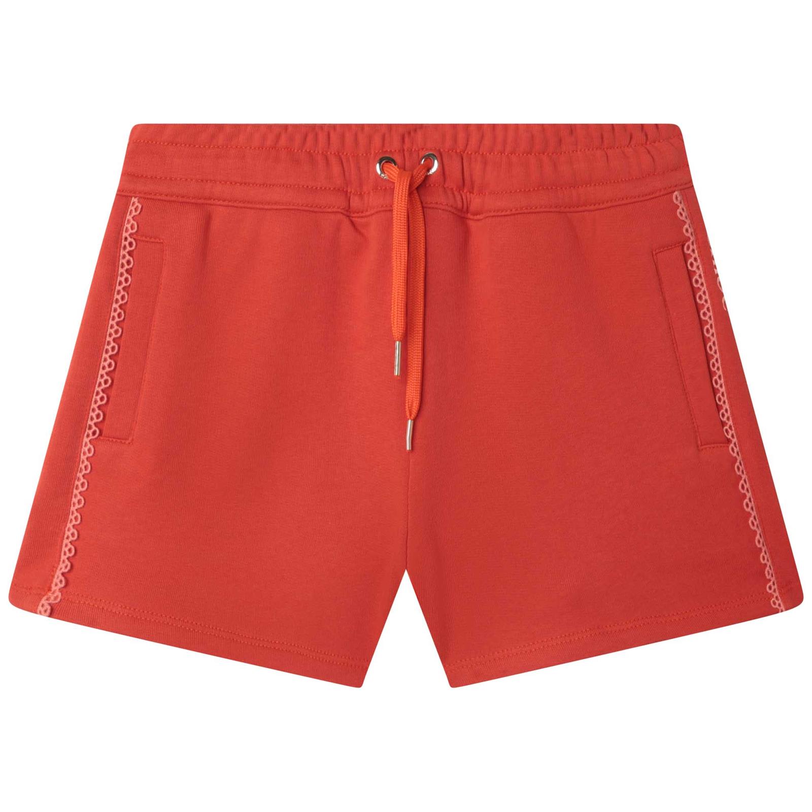 Chloé Cotton Casual Shorts In Orange