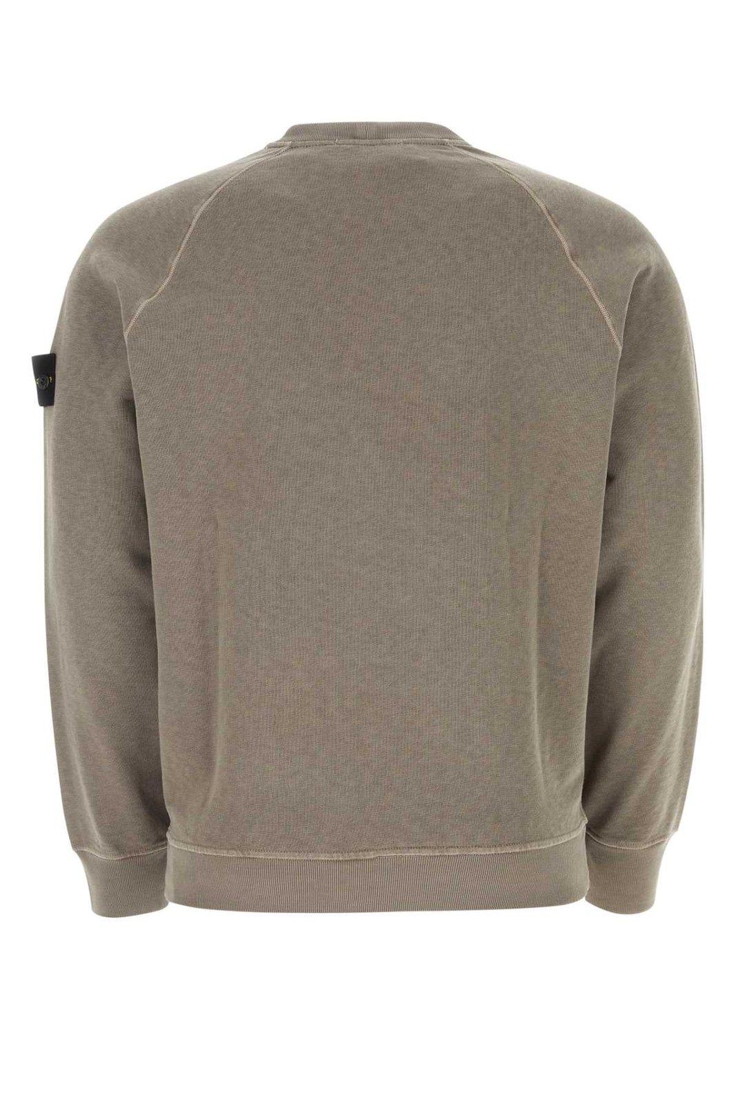 Shop Stone Island Logo Patch Crewneck Sweatshirt In Grey