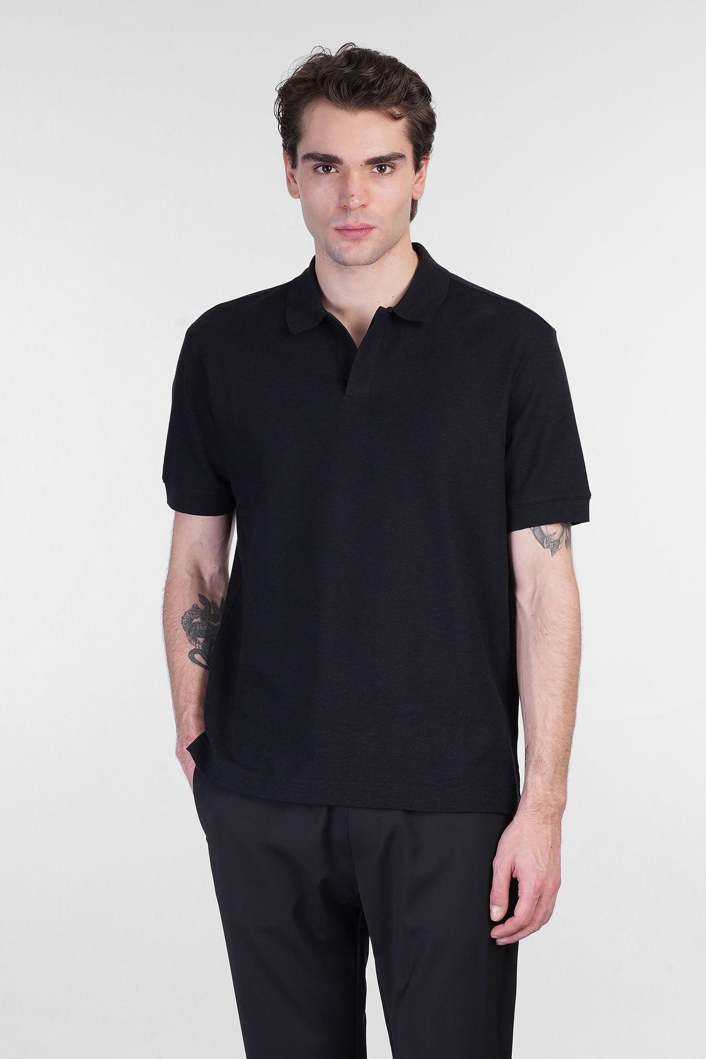 Polo In Black Cotton