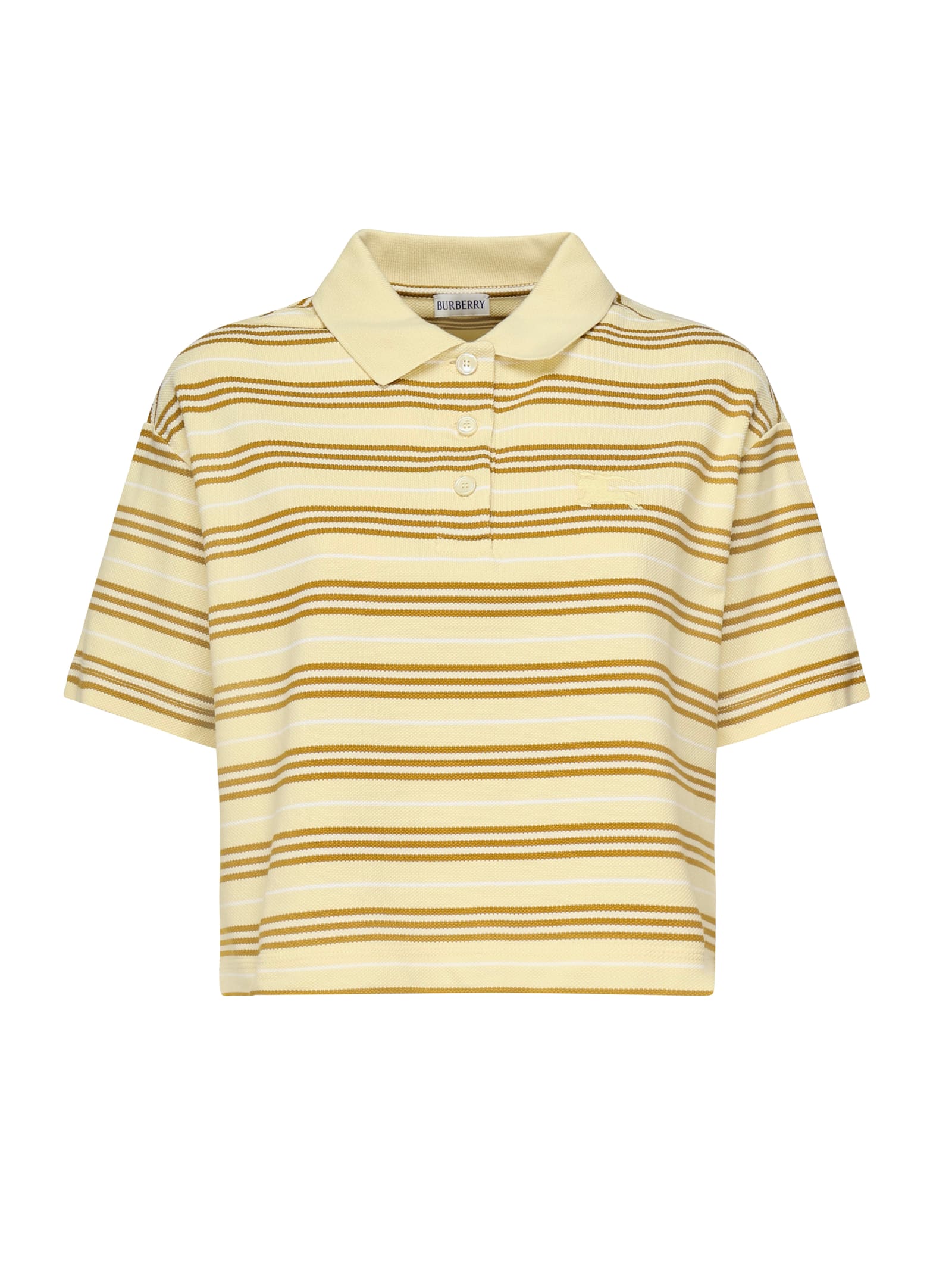 Burberry Cropped Striped Cotton Polo Shirt