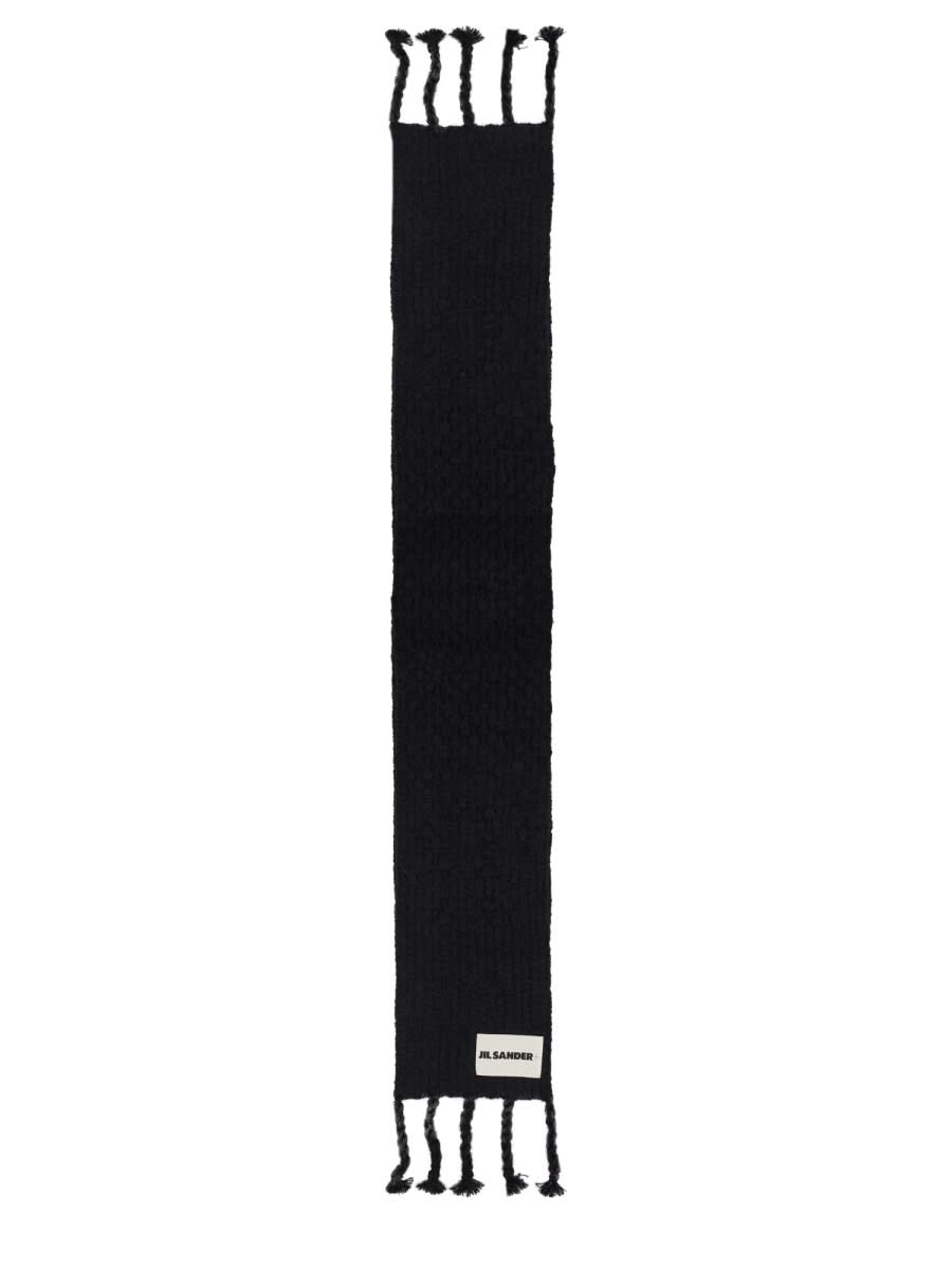 Shop Jil Sander Wool Scarf In Black