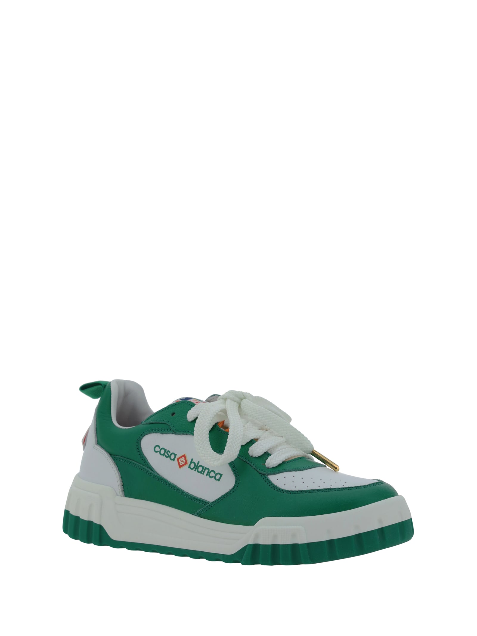 Shop Casablanca The Court Sneakers In Green/white