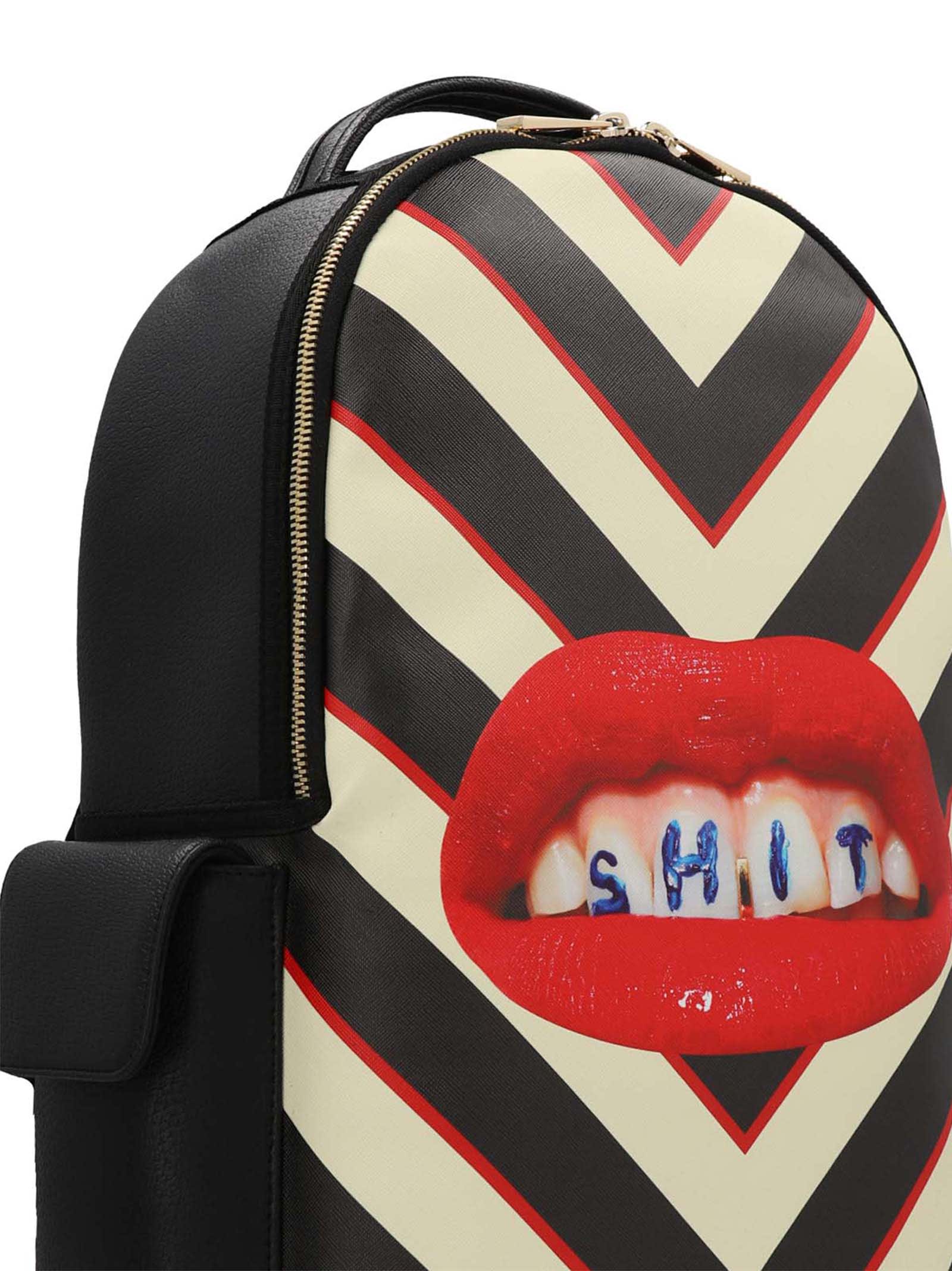 Shop Seletti Lipstick Black Septic X Toiletpaper Backpack In White/black