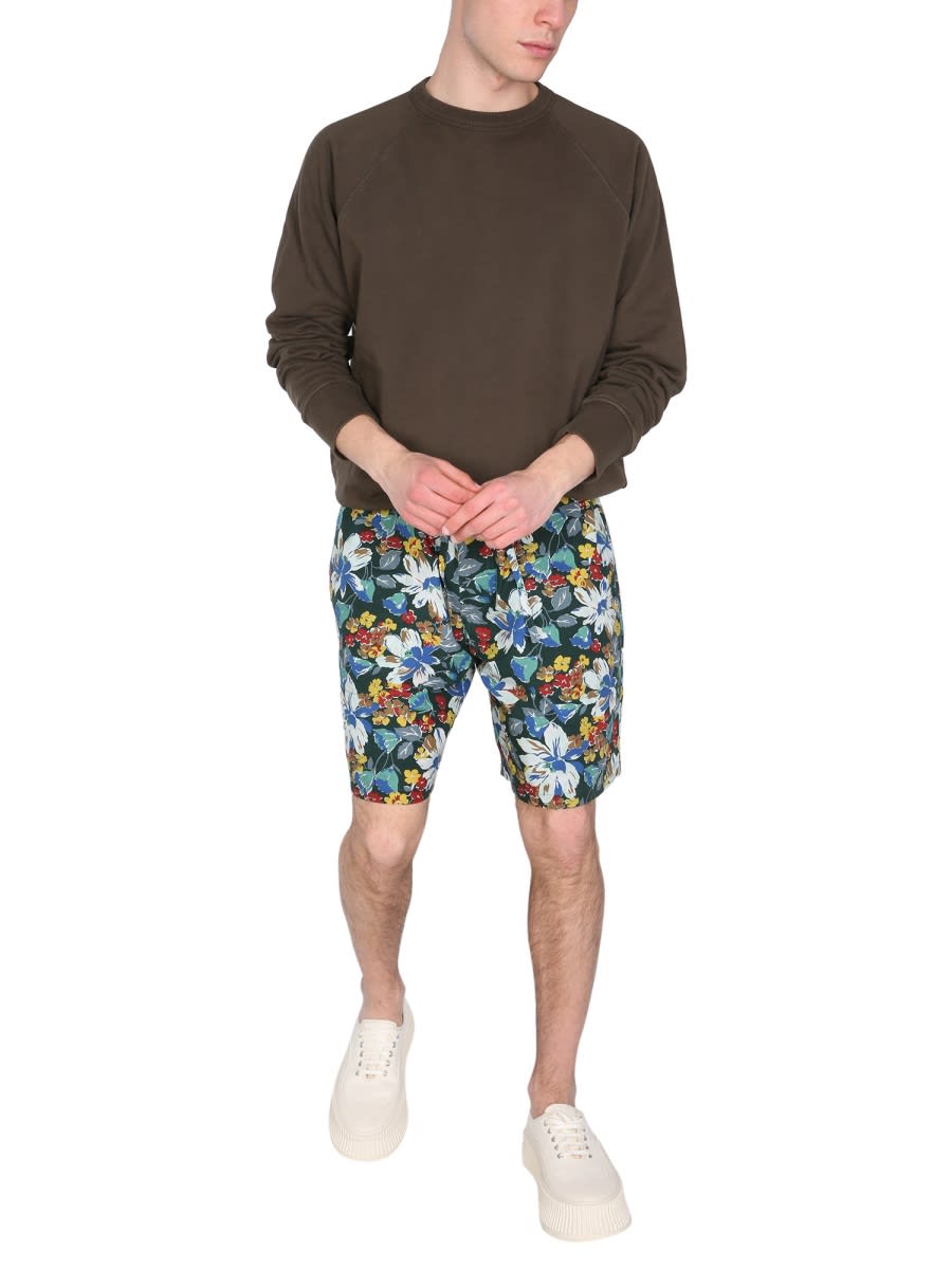 Shop Ymc You Must Create Bermuda With Floral Print In Multicolour