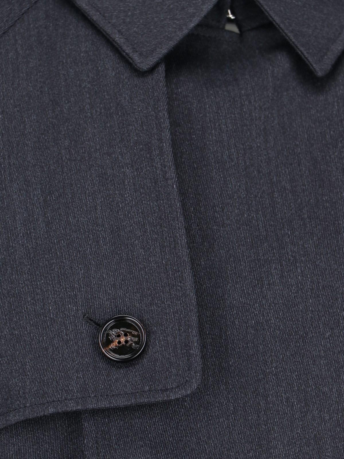 Burberry Virgin Wool Midi Trench Coat In Grey