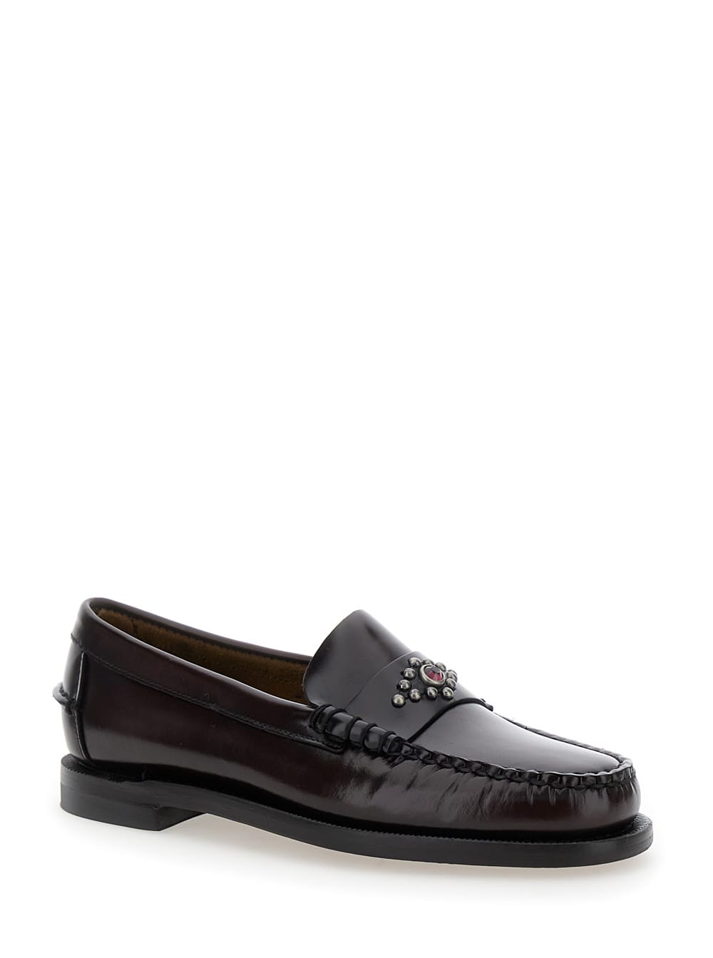 Sebago 'dan' Bordeaux Loafers With Stud Embellishment On The Front In Patent Leather Woman In Bordeaux