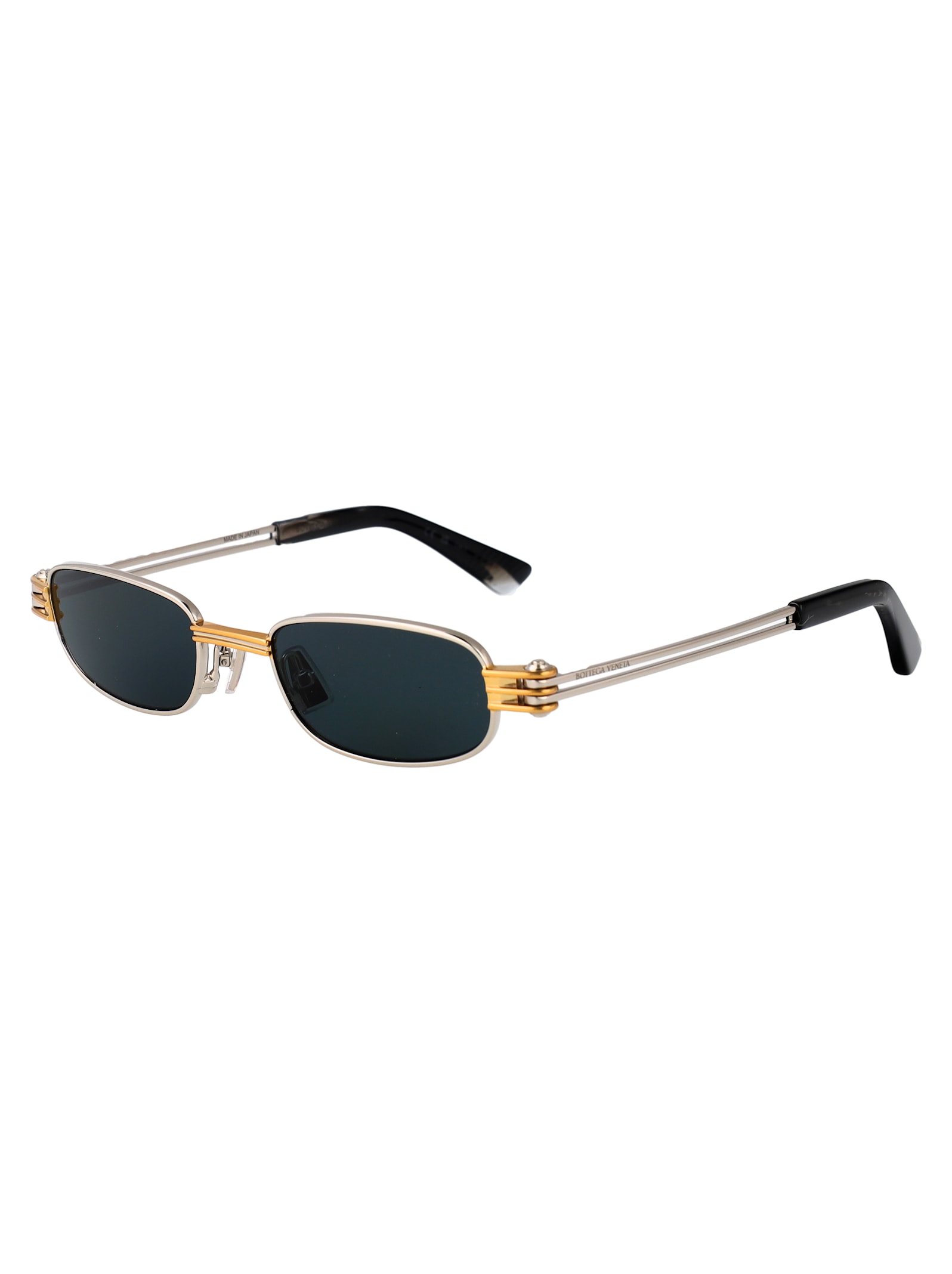 Bottega Veneta Bv1381s Linea Other 003 Silver Blue Sunglasses In Green