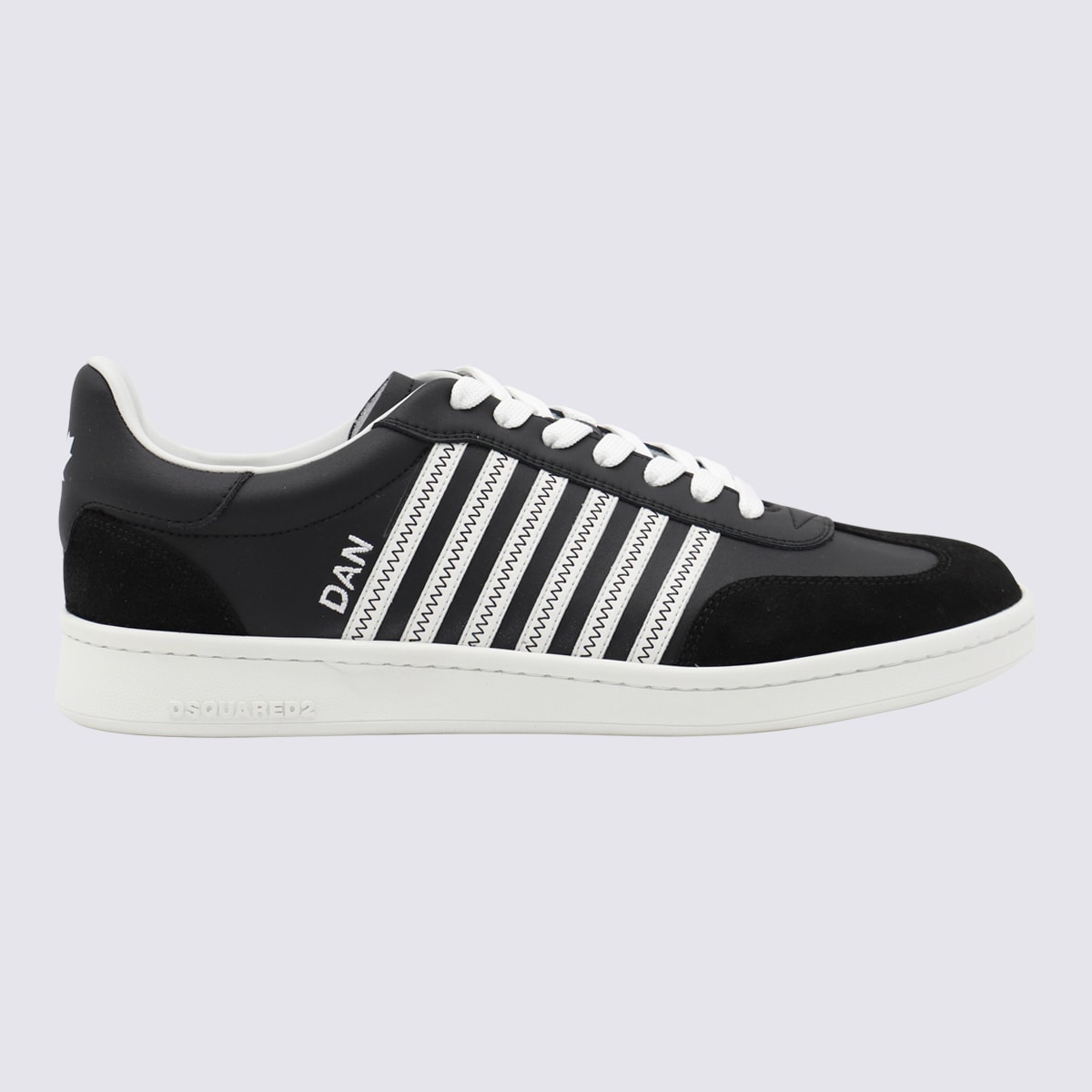 Shop Dsquared2 Black Leather Sneakers In Black+white