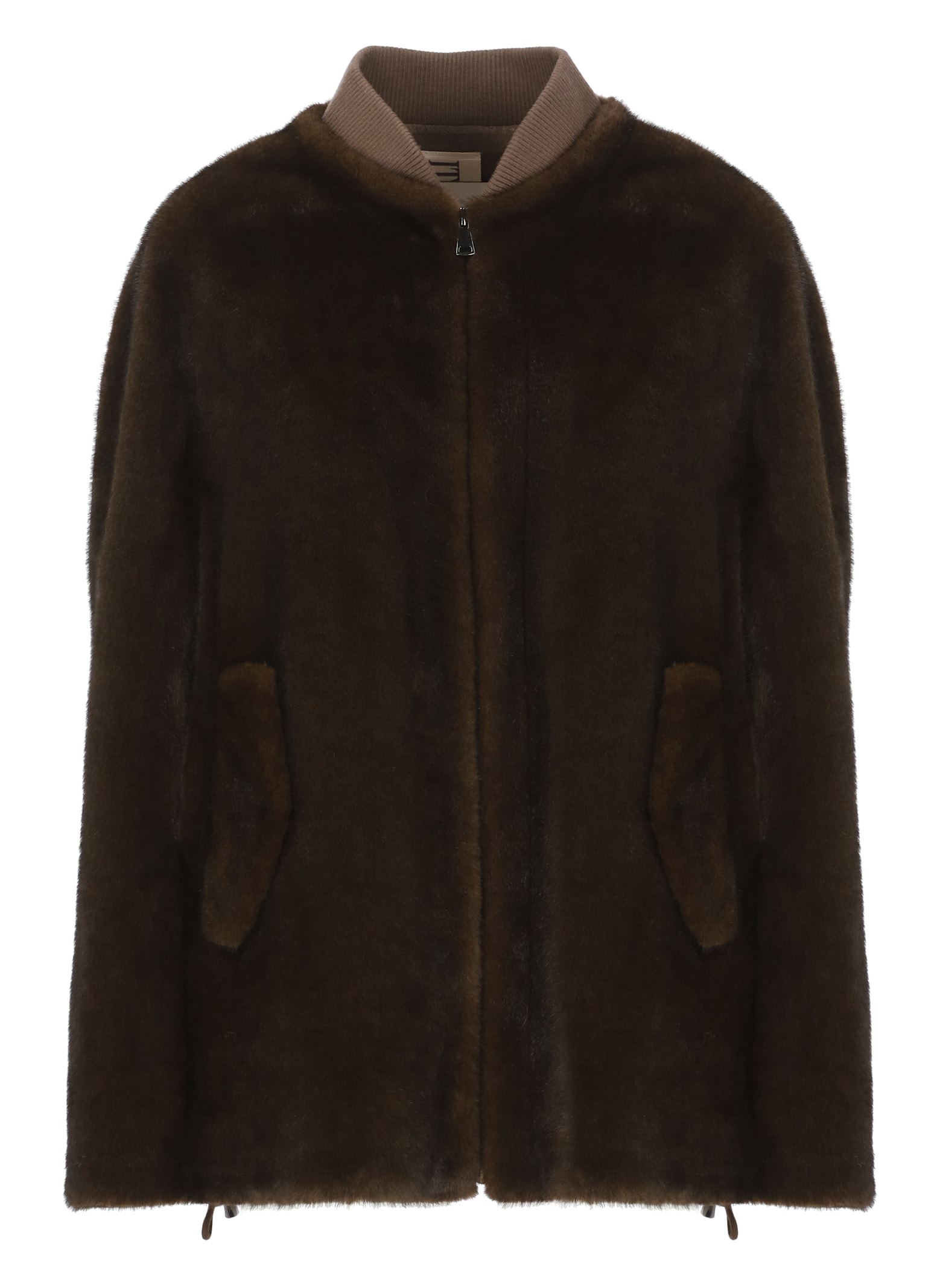 Valentini 1972 Synthetic Fur Coat In Brown