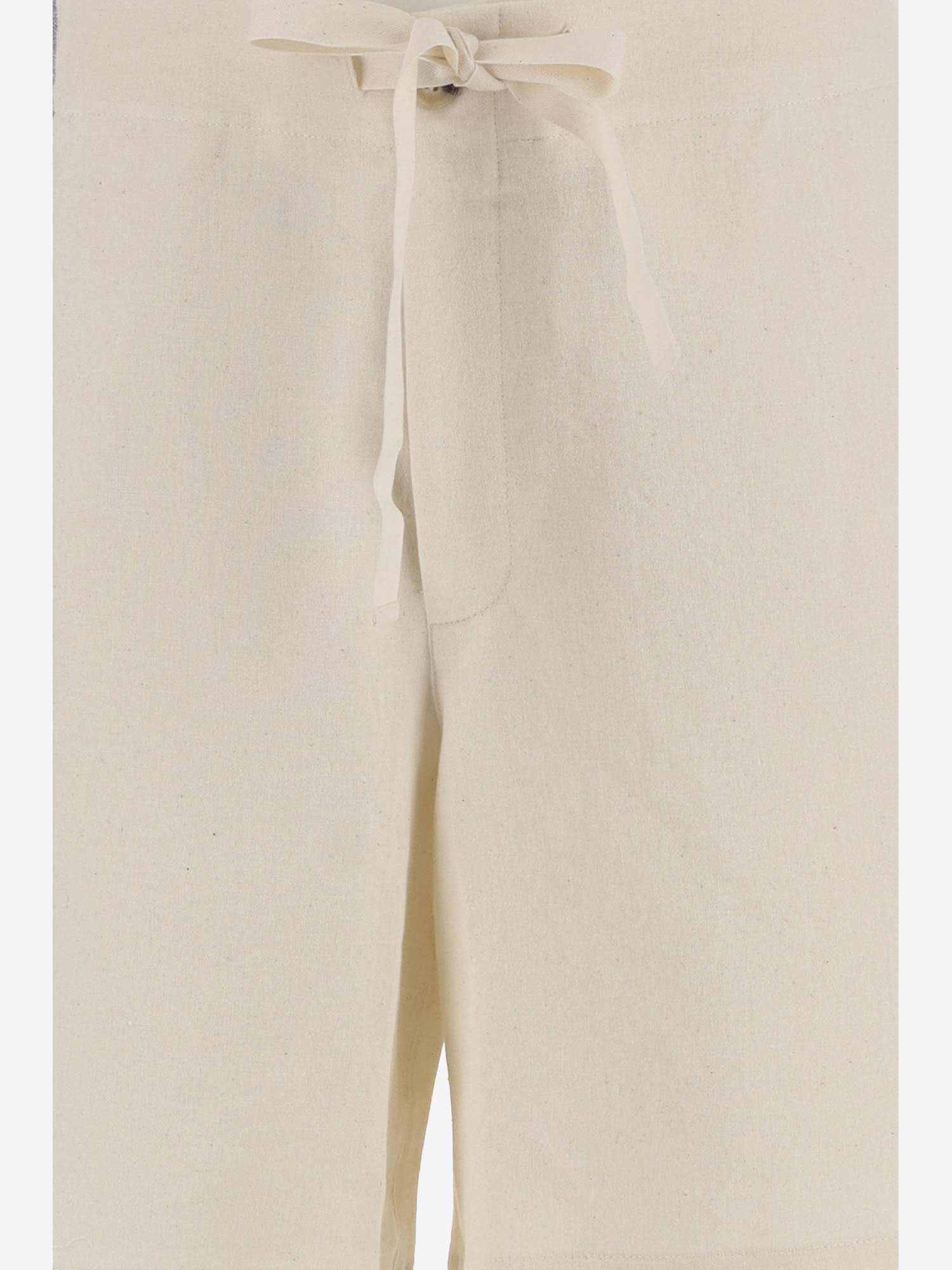 Shop Jw Anderson Linen Blend Logo Short Pants In Off-white