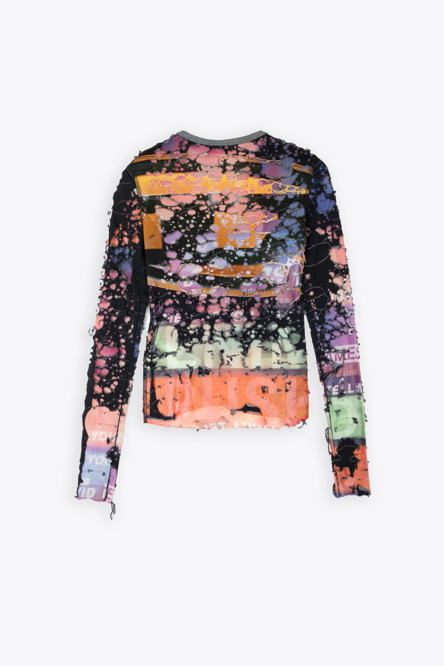 Shop Diesel T-miley Multicolour Destroyed Jersey Long Sleeves Top - T Miley In Multicolor