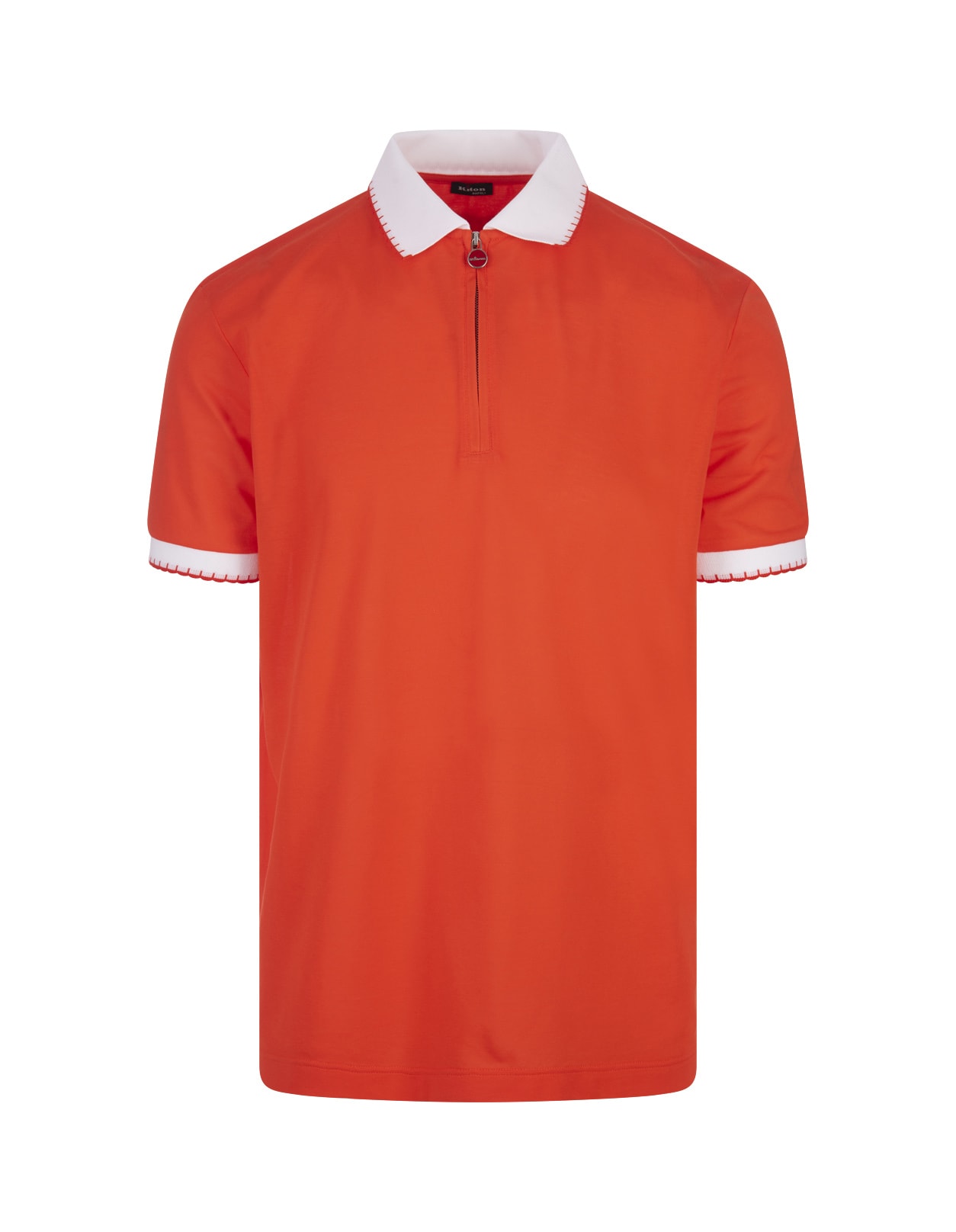 Orange Piqué Polo Shirt With Zip