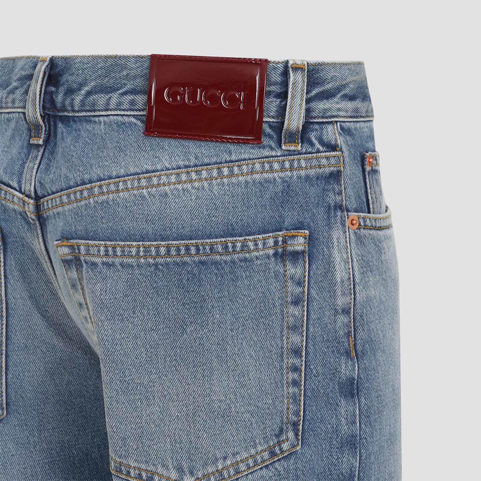 Gucci Straight Cut Denim Trousers In Blue