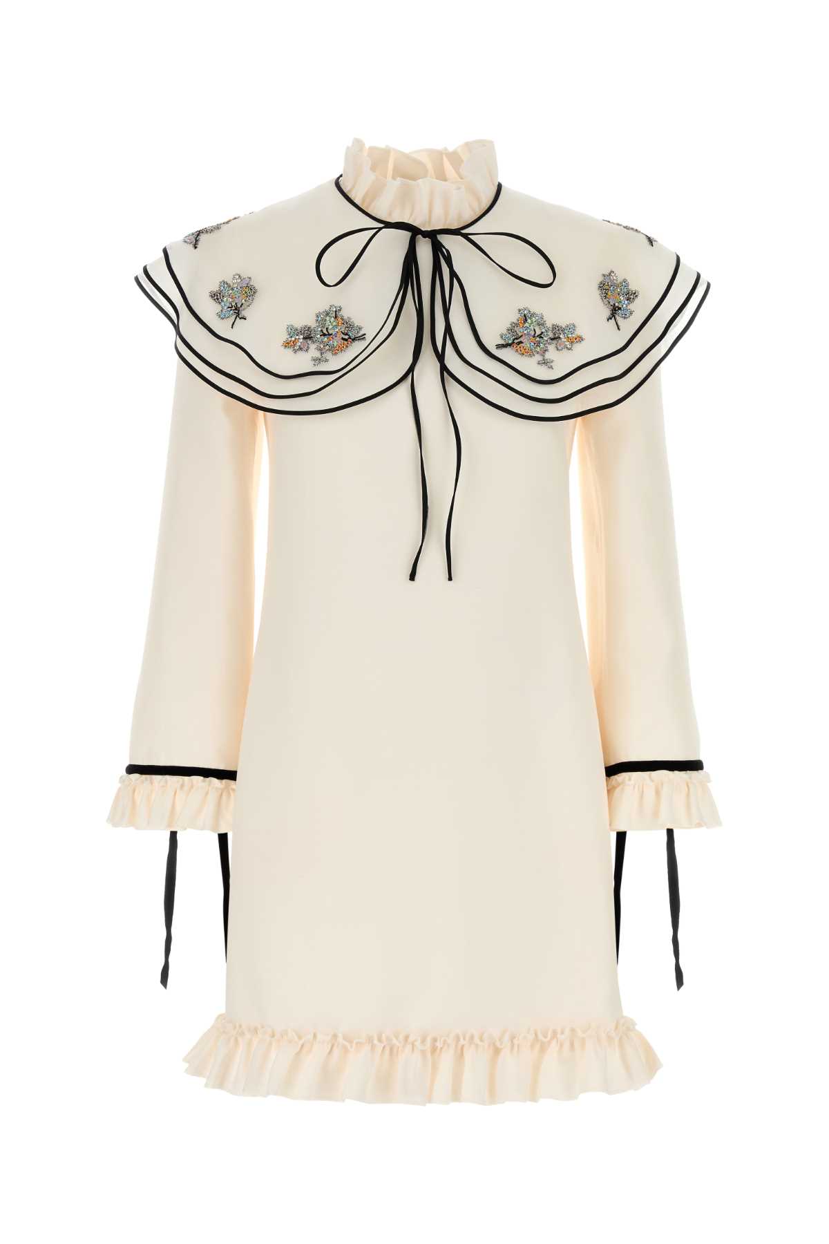 VALENTINO IVORY WOOL BLEND MINI DRESS