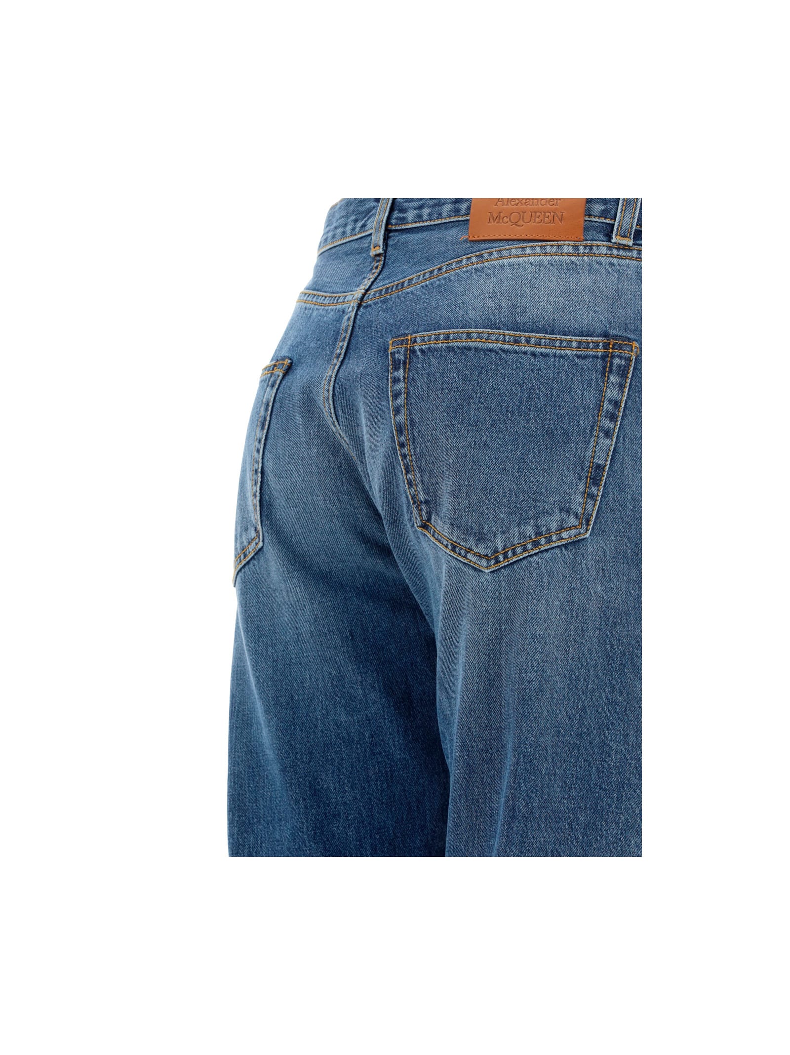 Shop Alexander Mcqueen Turn Up Jeans In Denim