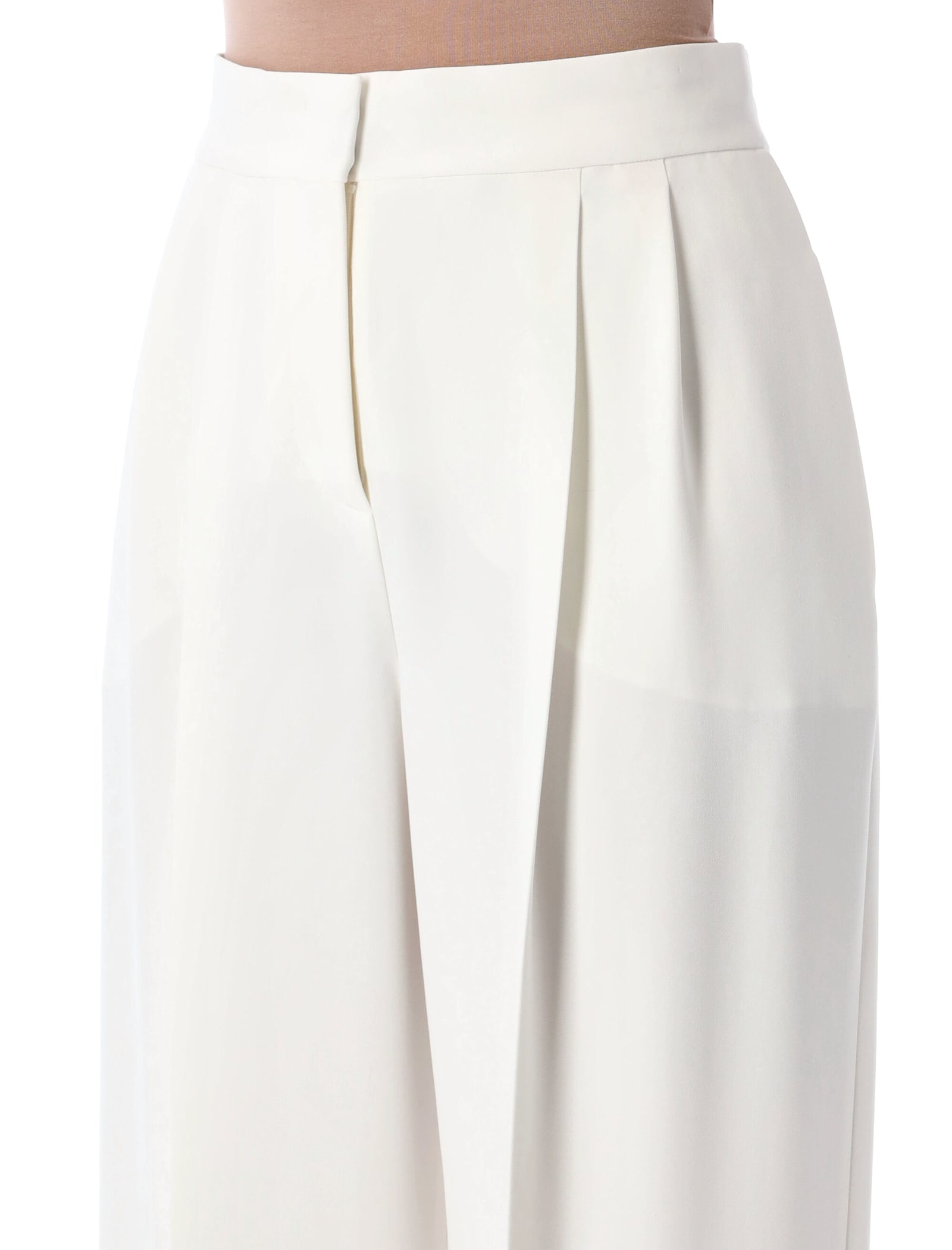 Alberta Ferretti White Wide-leg Pleated Trousers In White